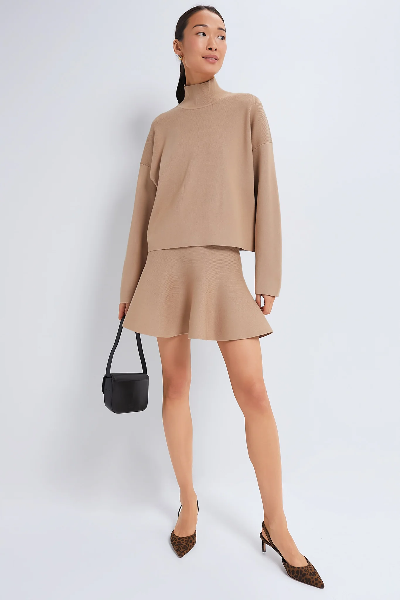 Tan Kaya Flare Knit Skirt - Image 2