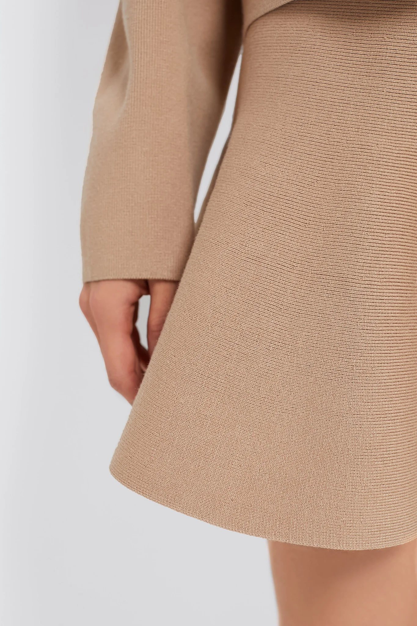 Tan Kaya Flare Knit Skirt - Image 5