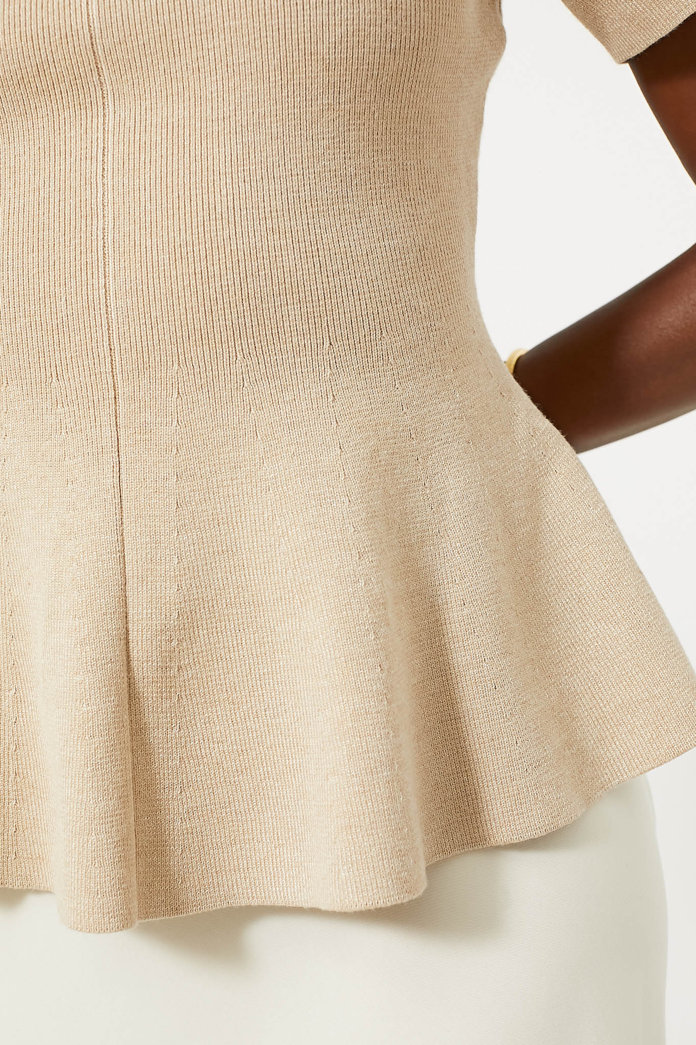 Tan Knit Phoebe Peplum Top - Image 5