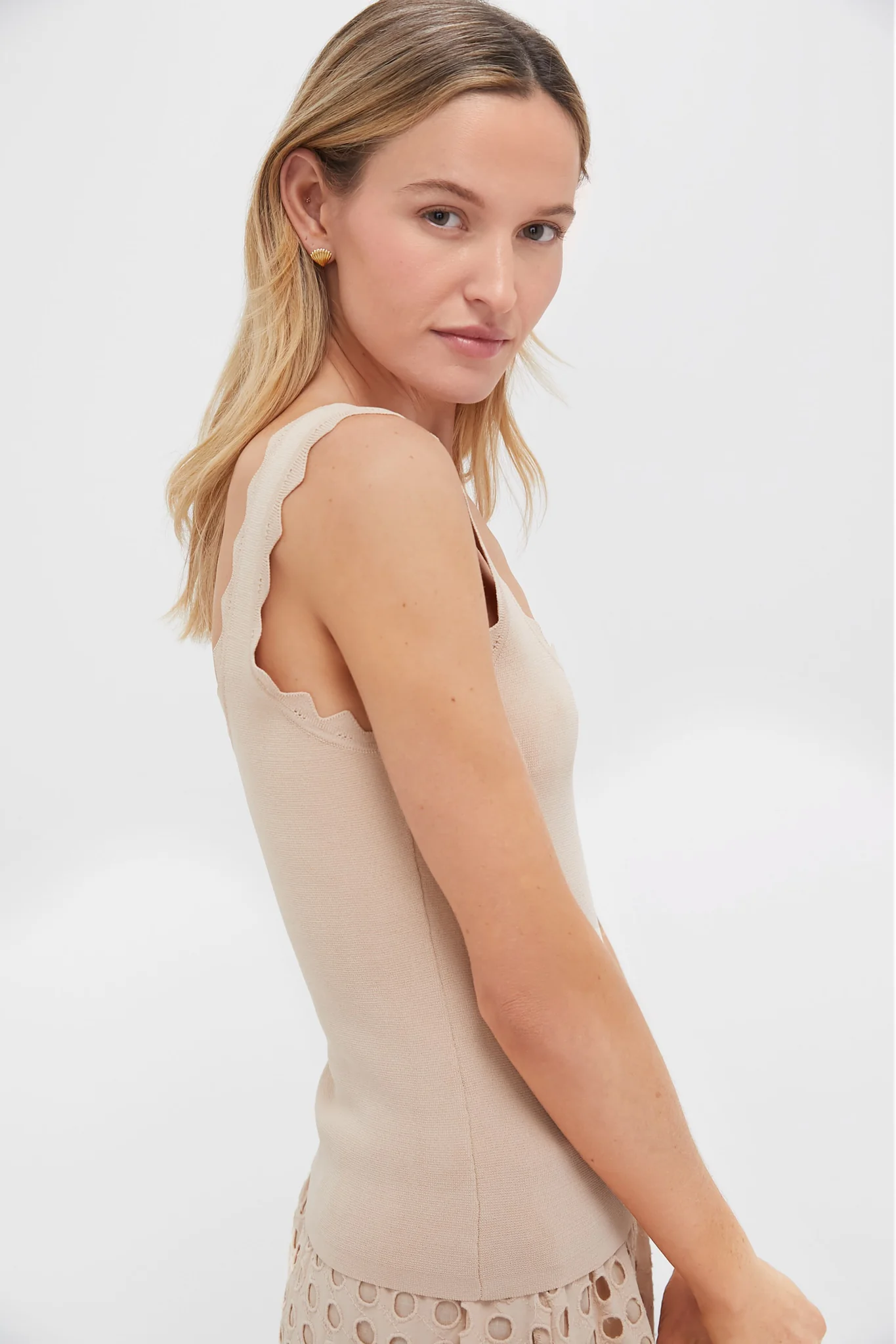 Tan Ric Rac Compression Tank - Image 3