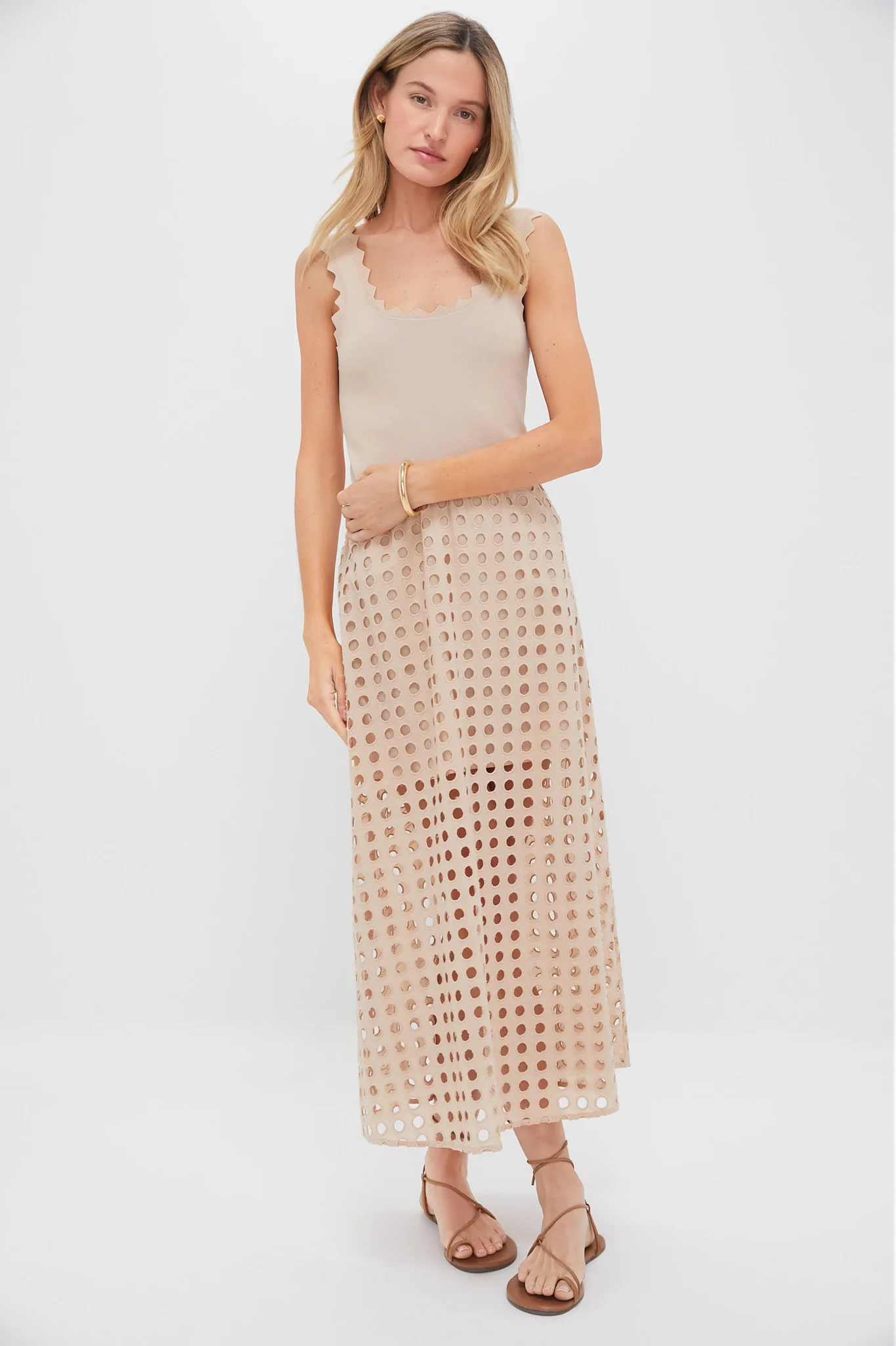Tan Ric Rac Compression Tank - Image 6