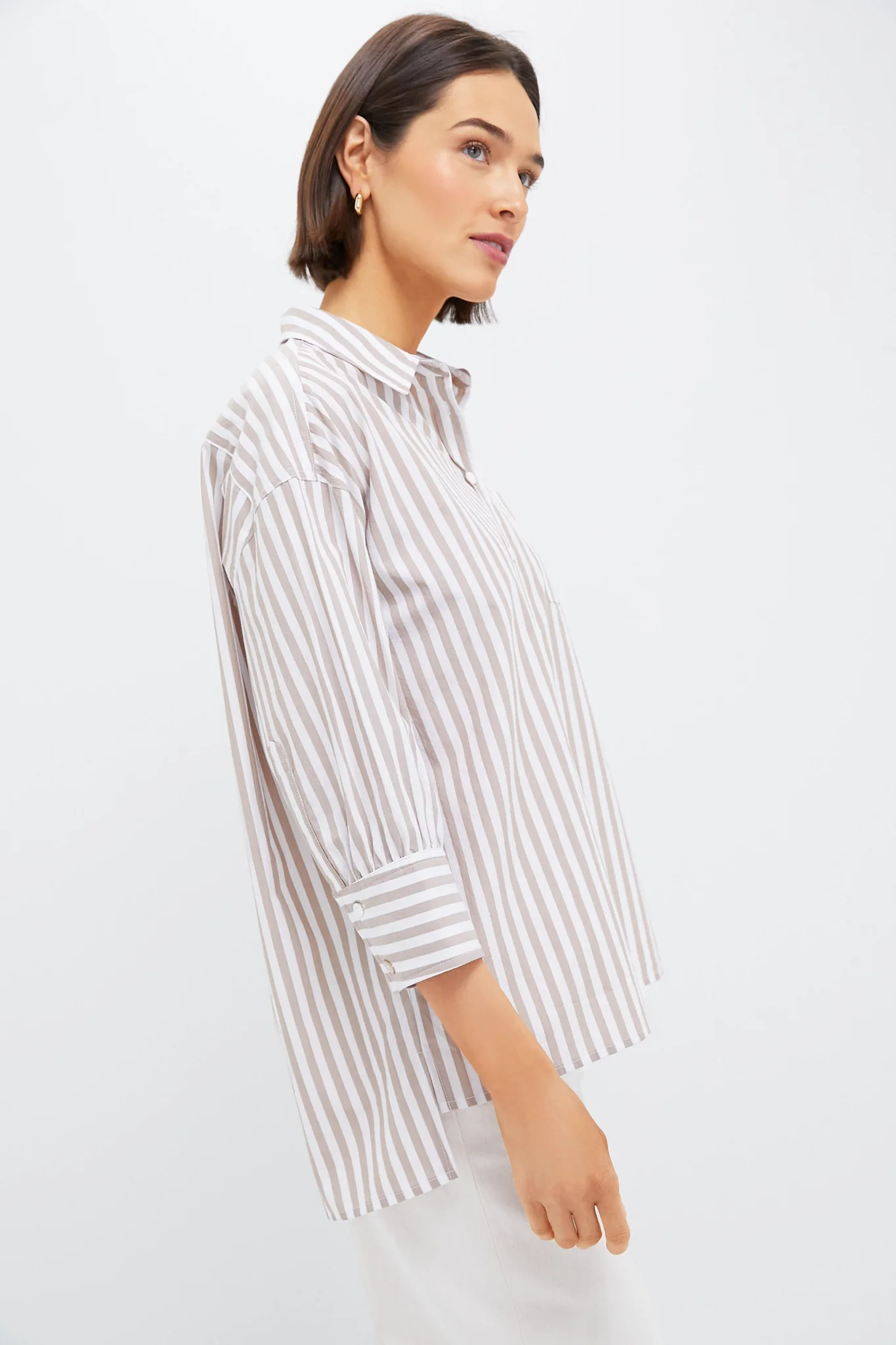 Tan Stripe Adair Boyfriend Shirt - Image 3
