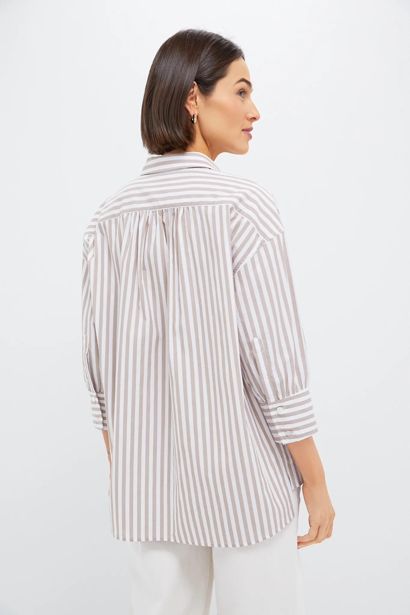 Tan Stripe Adair Boyfriend Shirt - Image 4