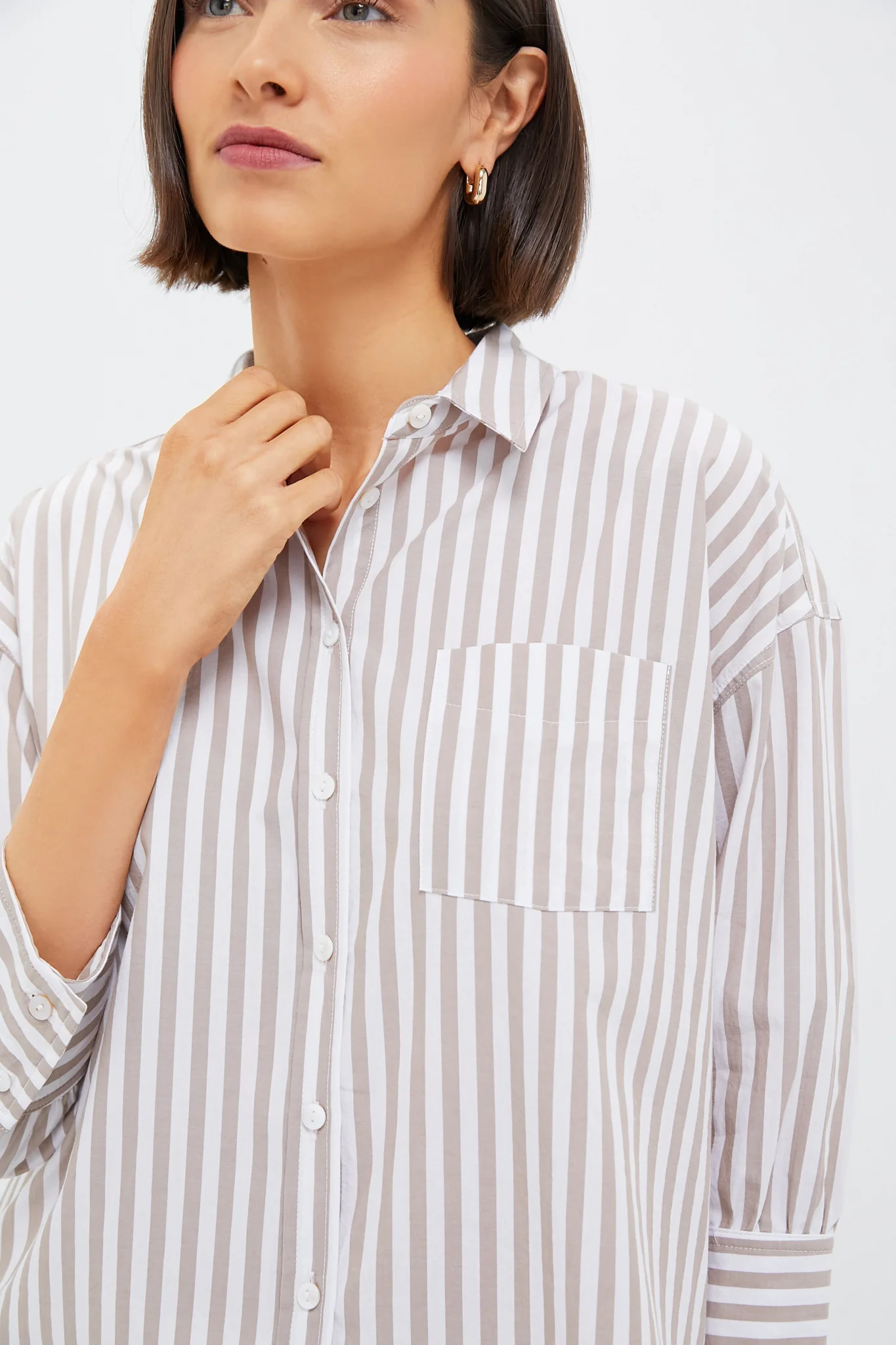 Tan Stripe Adair Boyfriend Shirt - Image 5