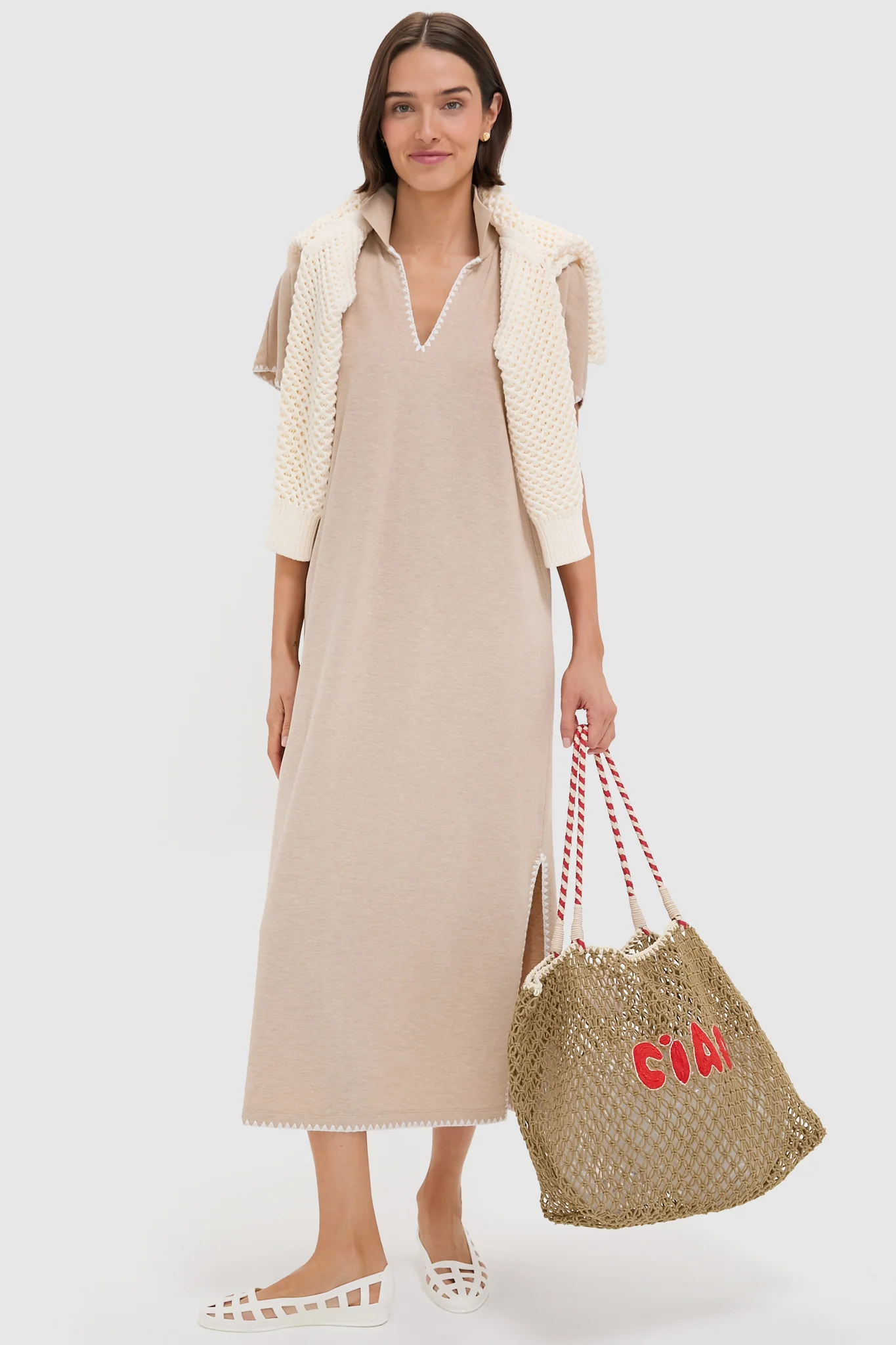 Tan with Poppy Ciao L'ete Tote - Image 3