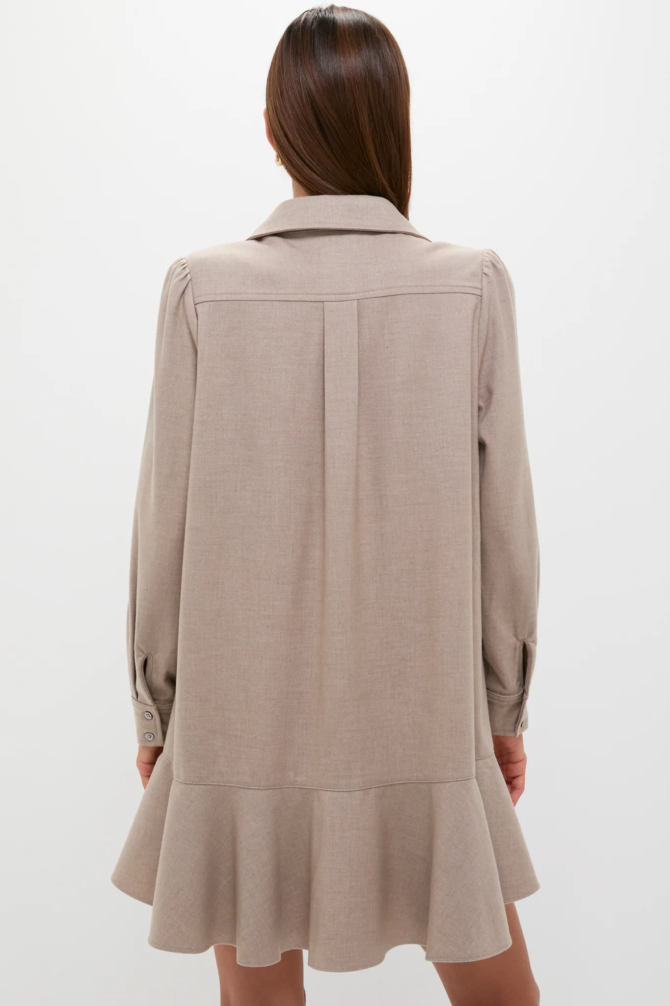Taupe Brushed Wool Callahan Shirt Dress - Image 4