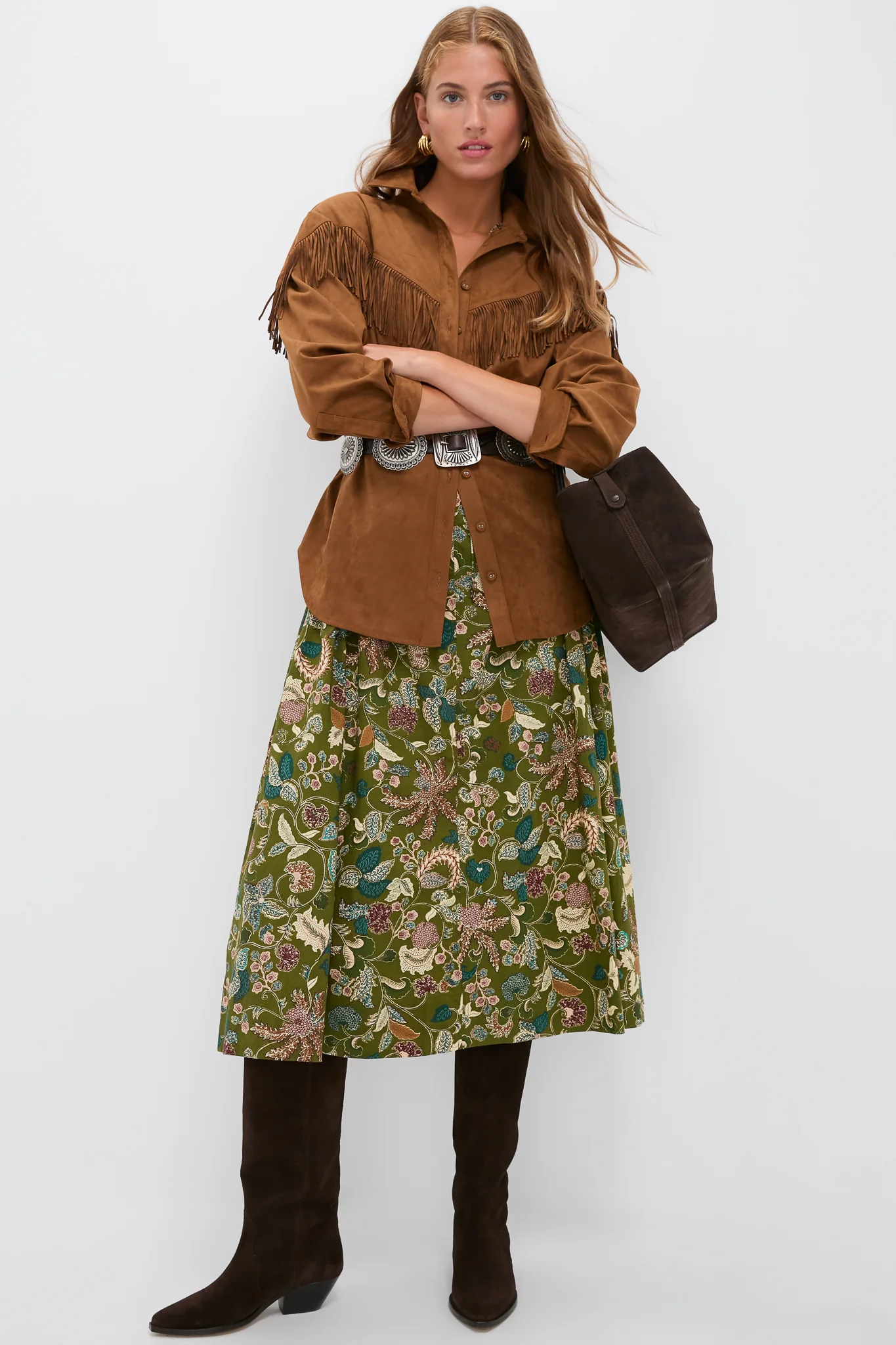 Taupe Clea Fringe Shirt - Image 2