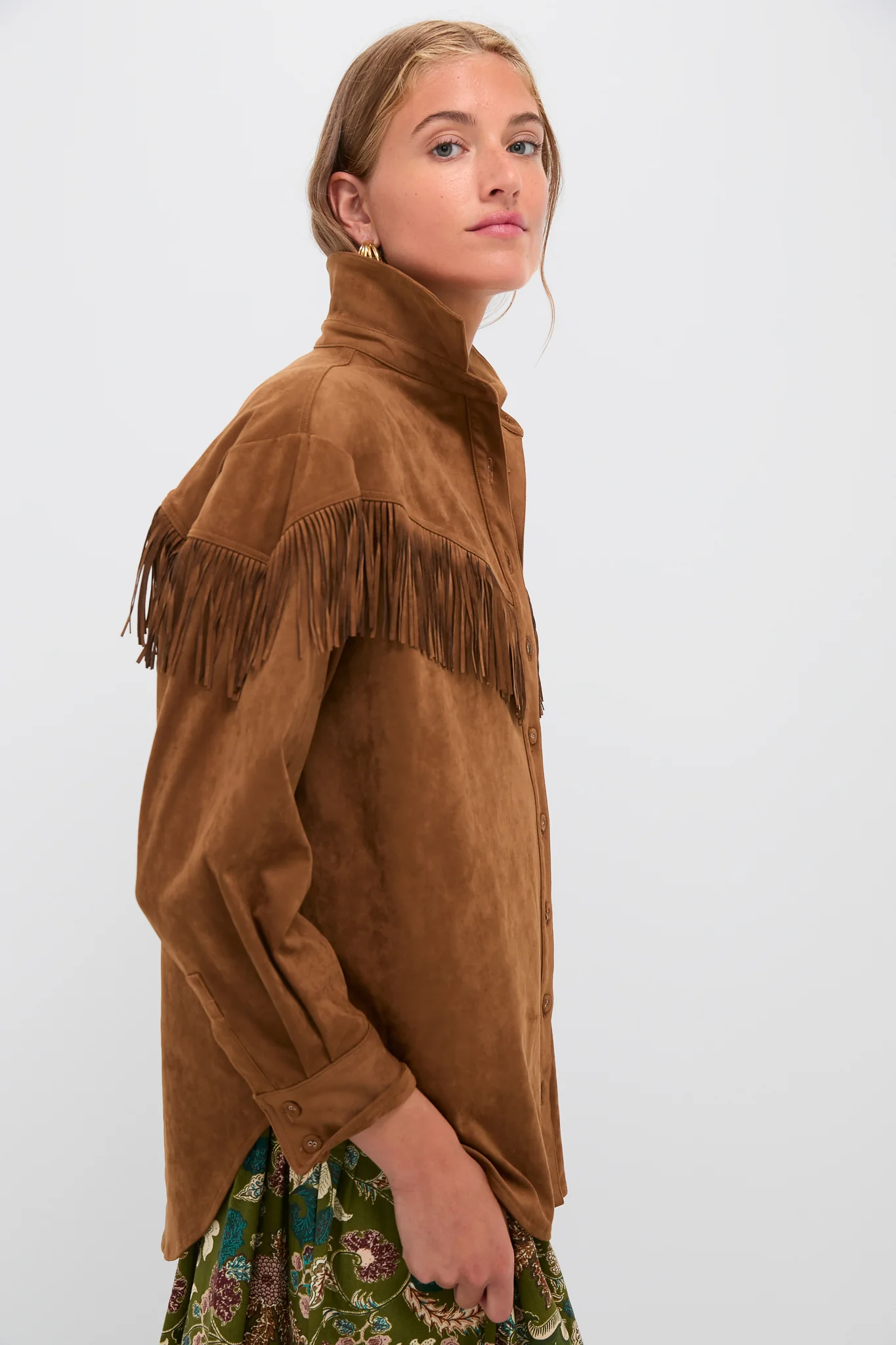 Taupe Clea Fringe Shirt - Image 3