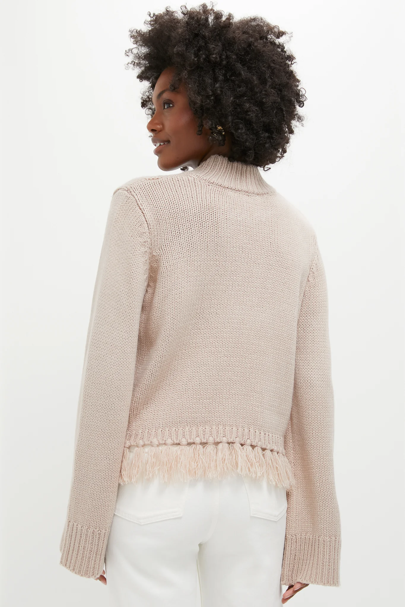 Taupe Fringe Cable Knit Carly Sweater - Image 4
