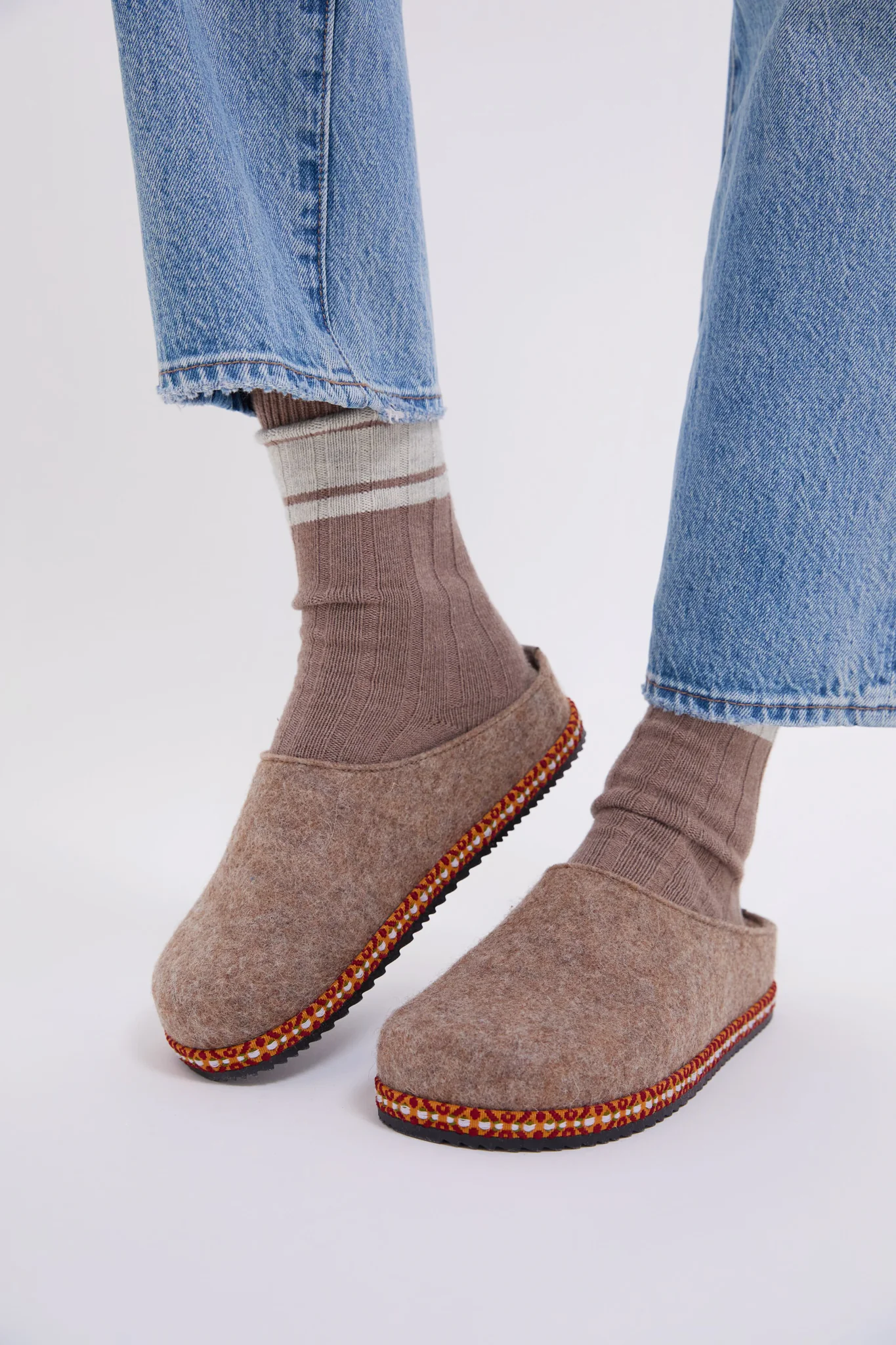 Taupe Sami Felt Slippers - Image 2