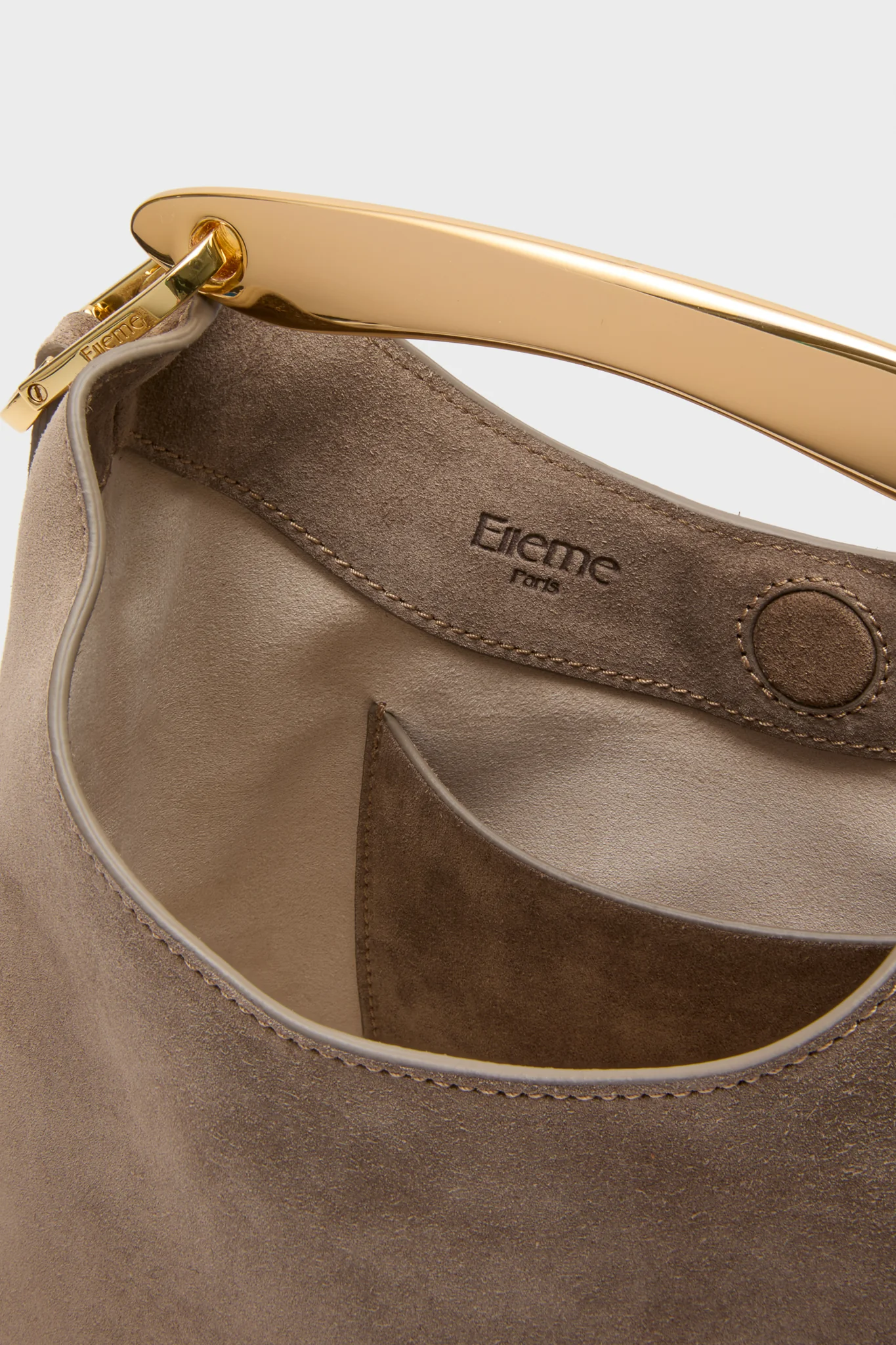 Taupe Suede Small Boomerang Bag - Image 5