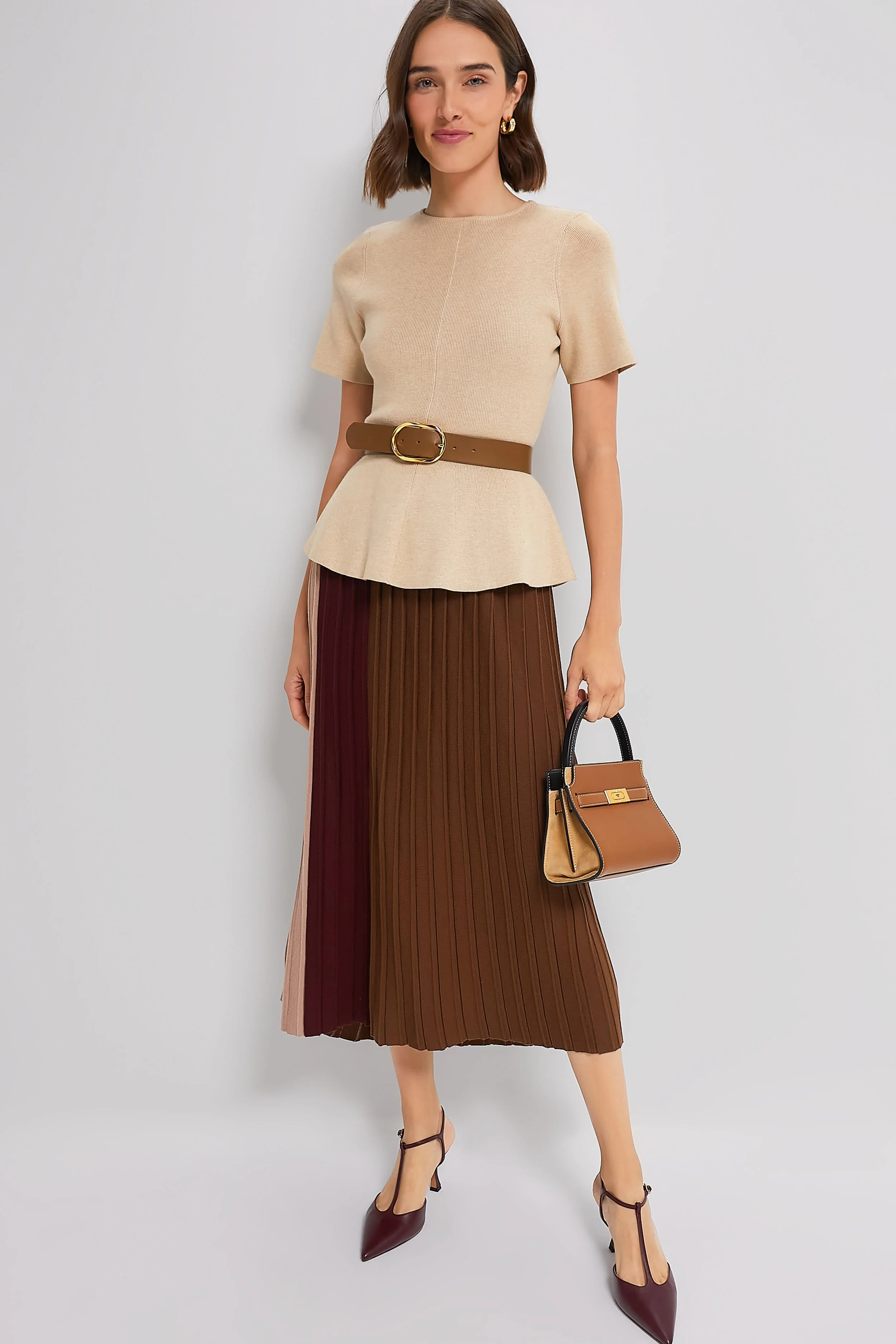 Tiger's Eye Lee Radziwill Pebbled Petite Double Bag - Image 3