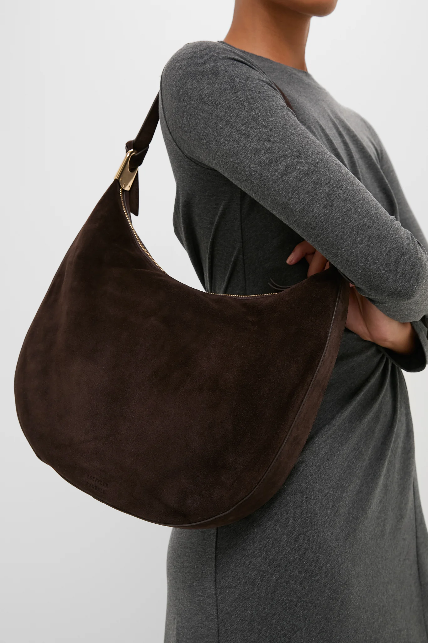 Tmoro Suede with Gold Morgan Shoulder Bag - Image 2