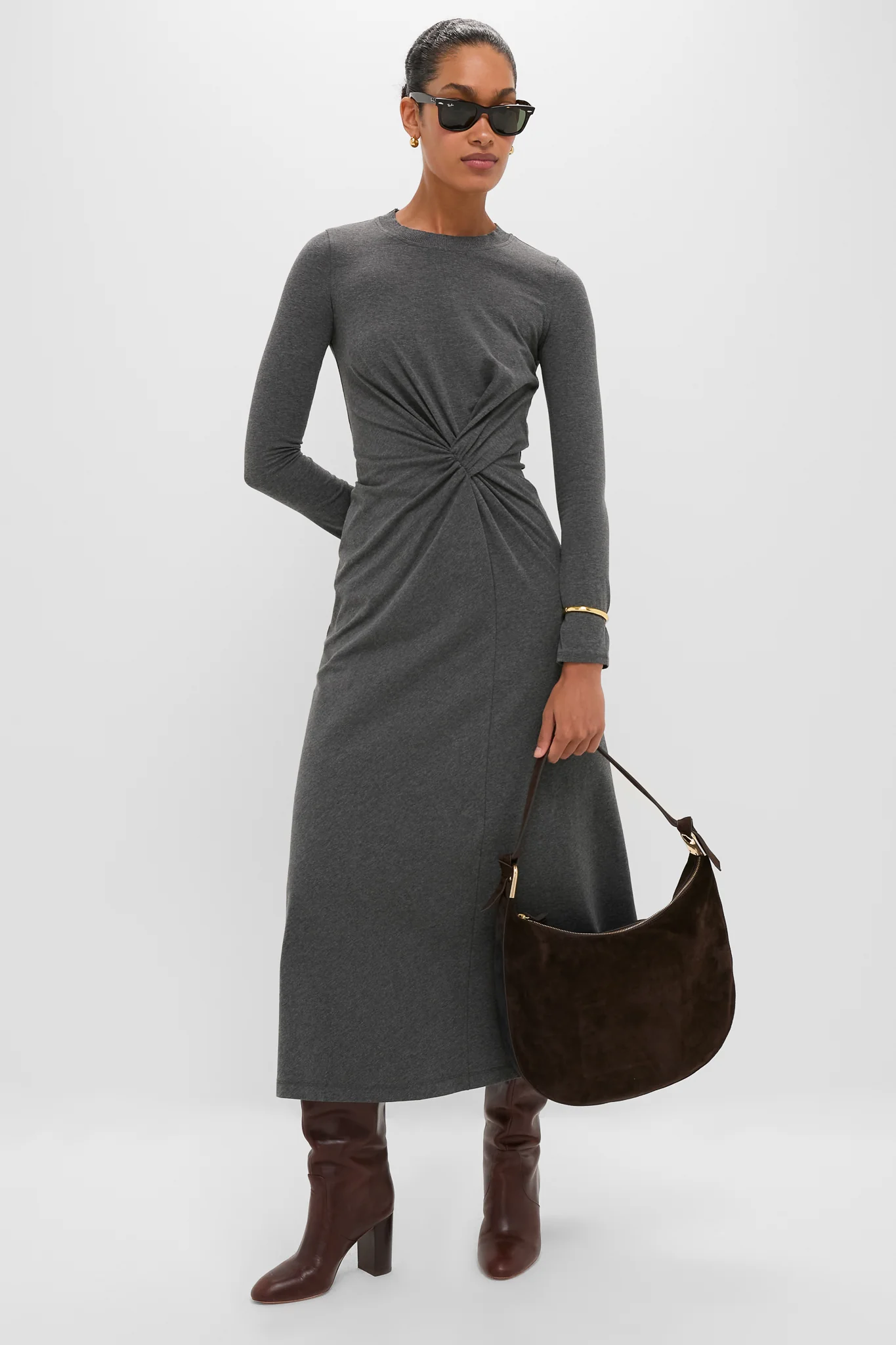 Tmoro Suede with Gold Morgan Shoulder Bag - Image 3
