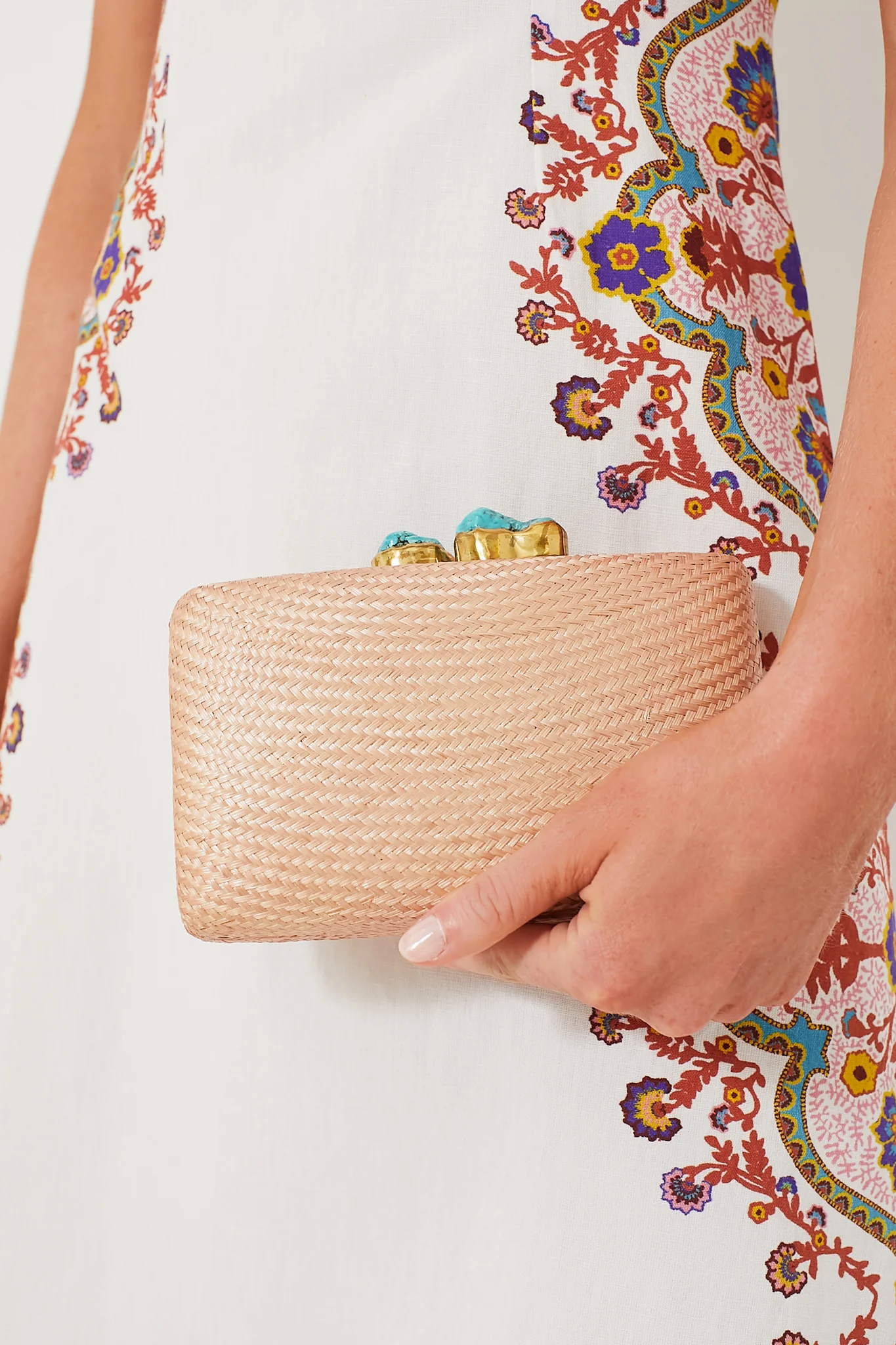 Toast Jen Straw Clutch with Turquoise Stones - Image 2