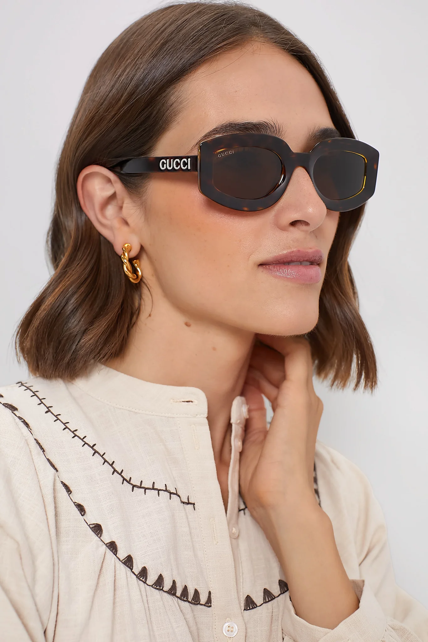 Tortoise Rectangle Sunglasses - Image 2
