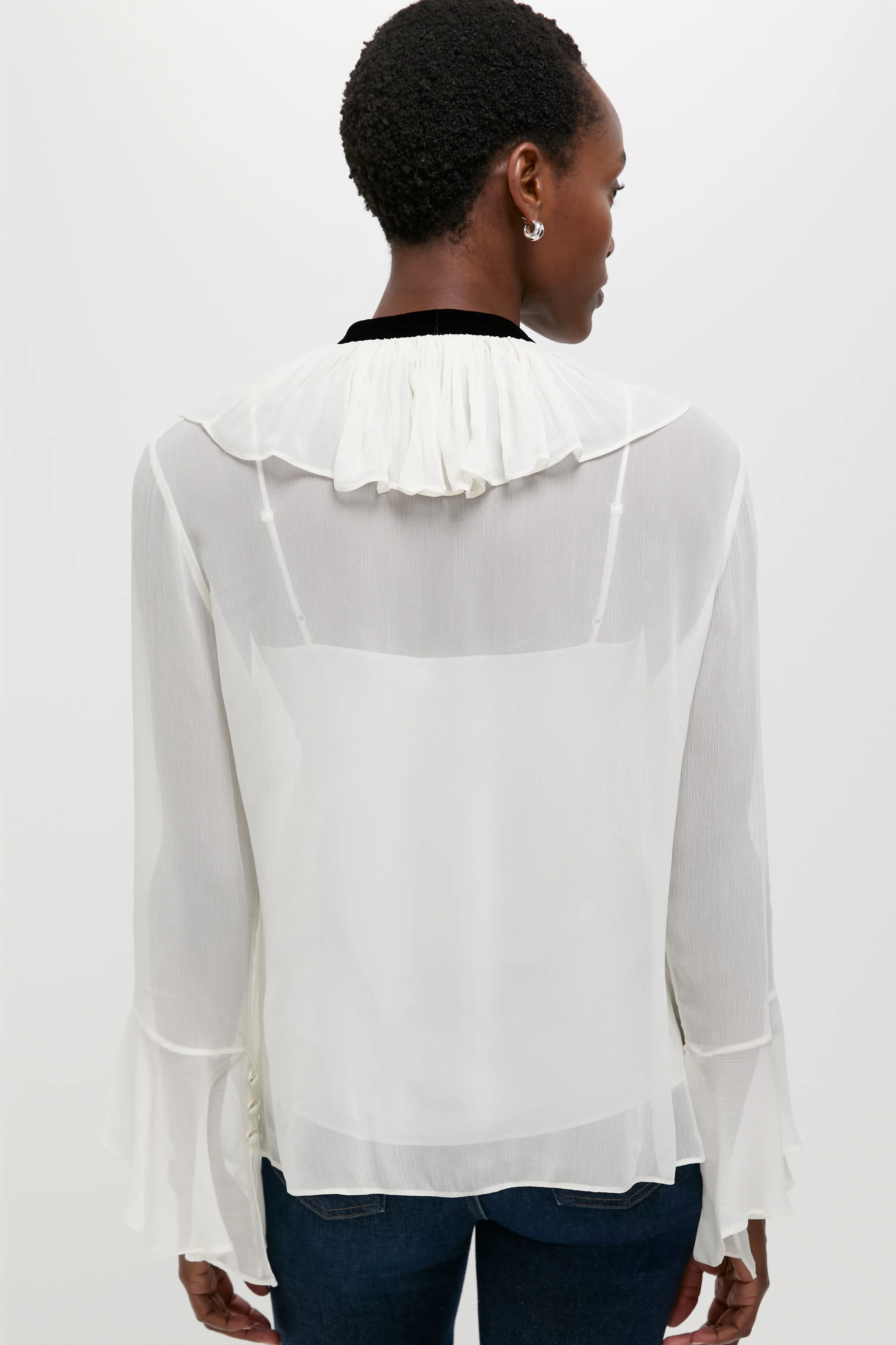 Trophy Cream Long Sleeve Collared Blouse - Image 4