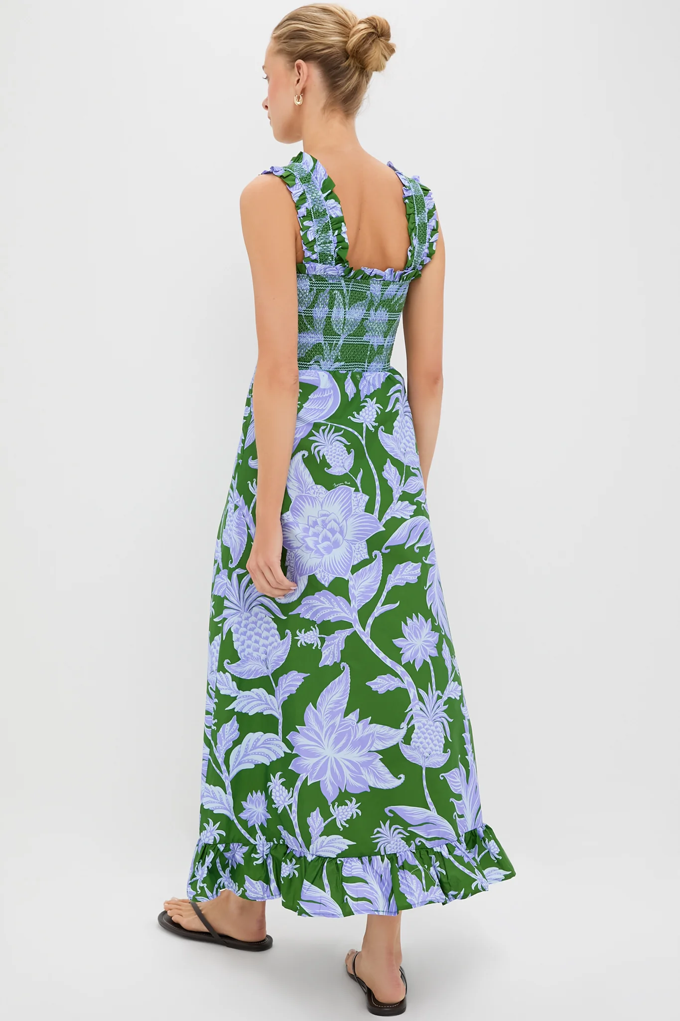Tropical Swing Green Sleeveless Midi Dress - Image 4