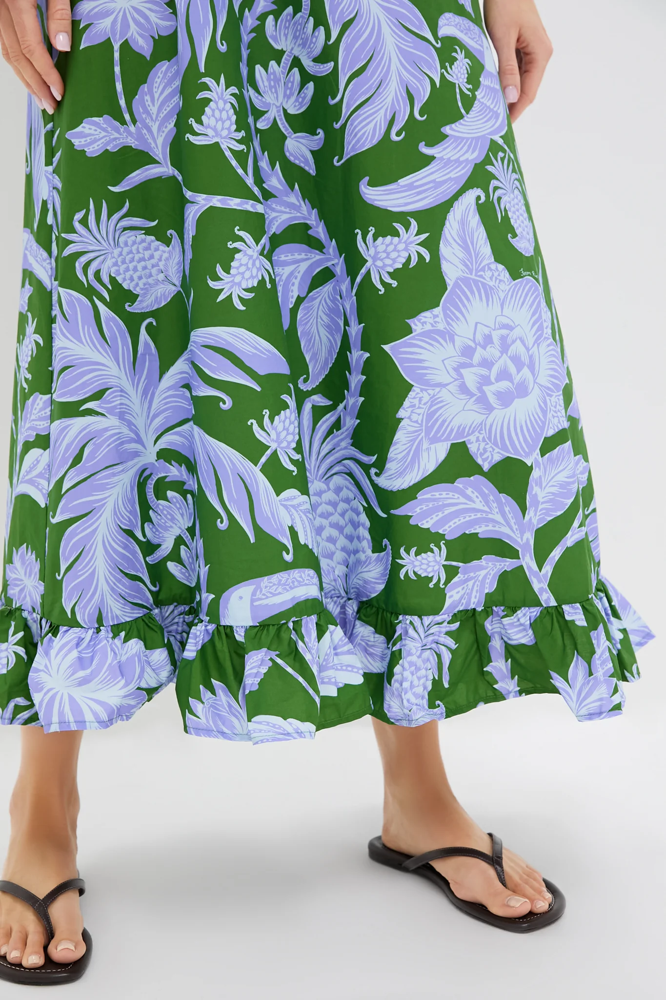 Tropical Swing Green Sleeveless Midi Dress - Image 6