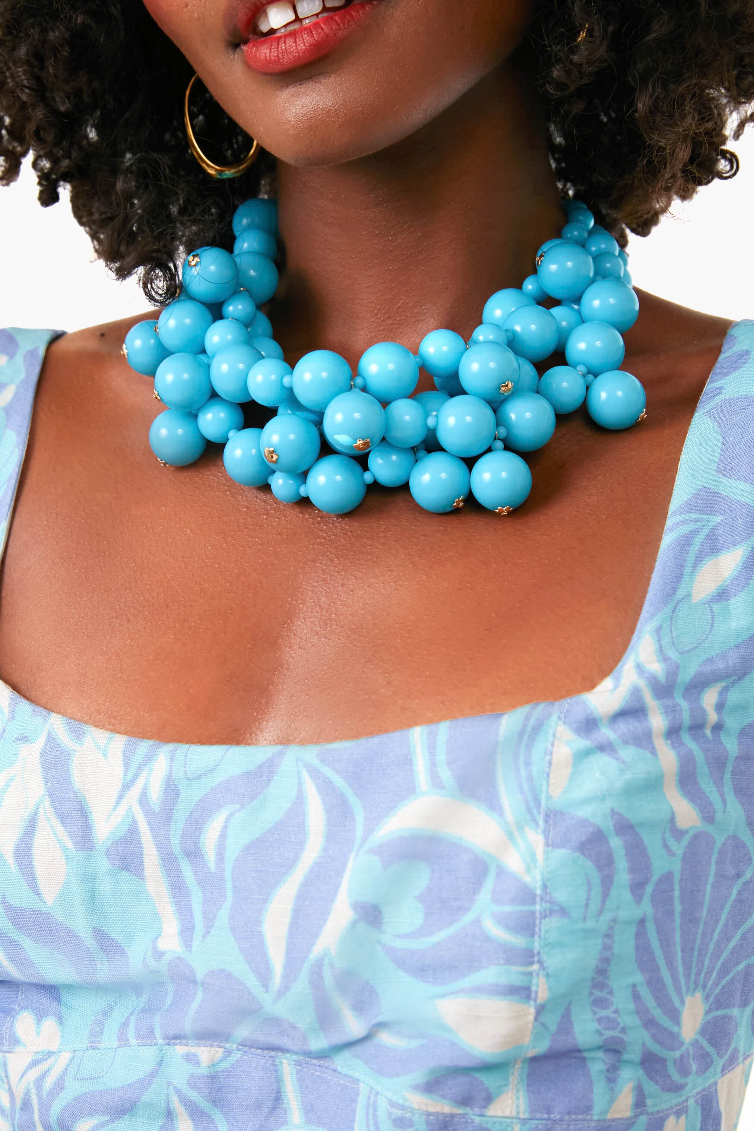 Turquoise Cluster Drops Necklace - Image 2