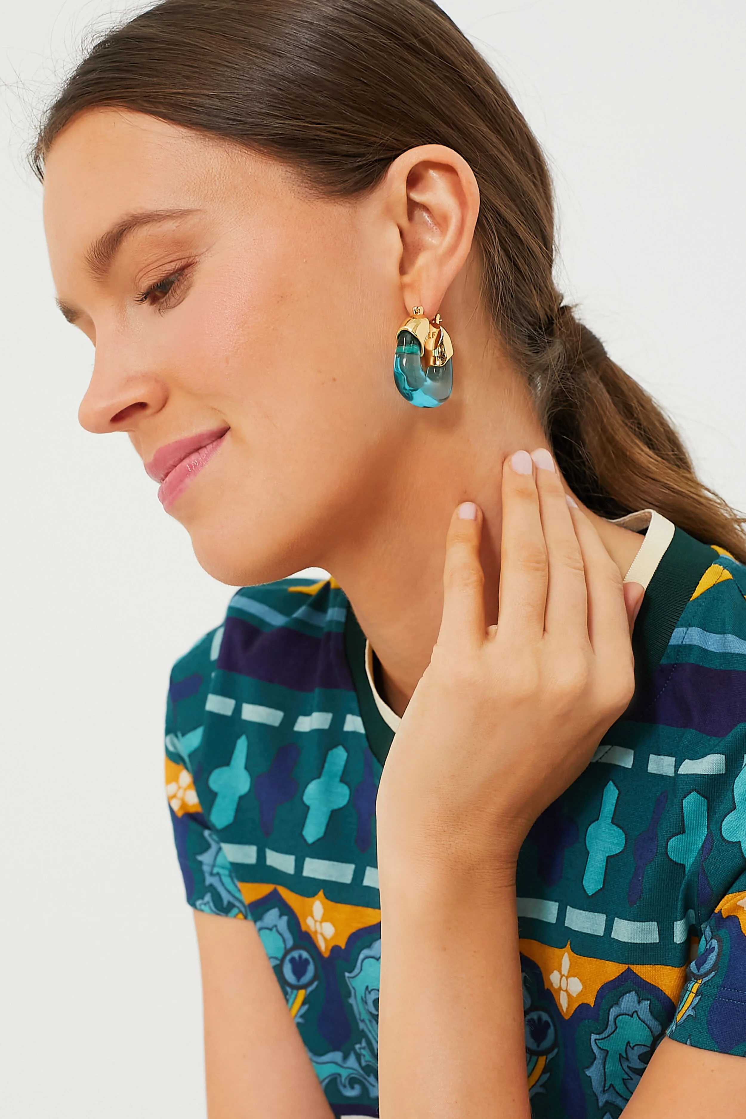Turquoise Organic Hoops - Image 2