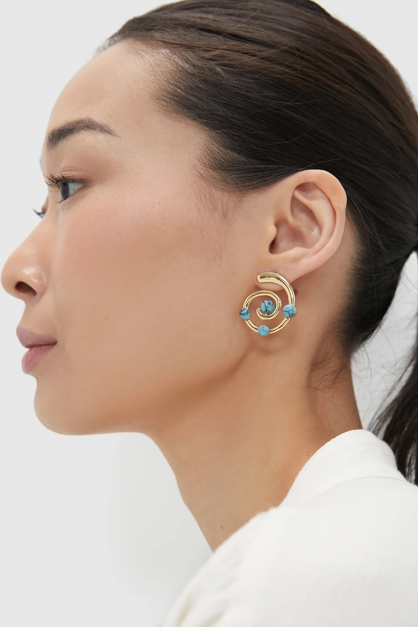 Turquoise Spiral Alexandra Earrings - Image 2
