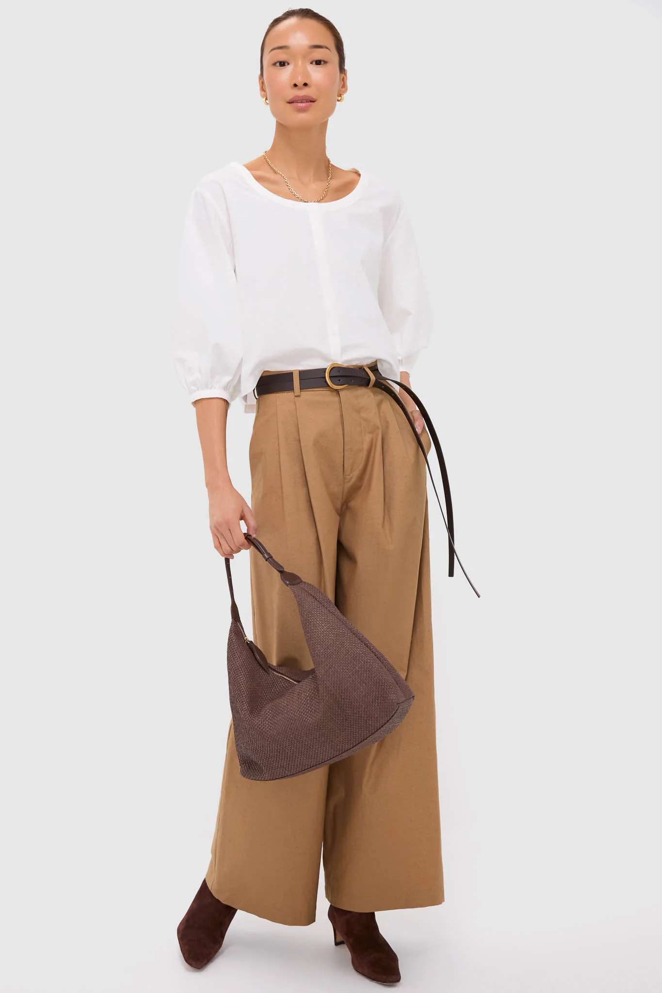 Umber Slubby Cotton Atelier Pleated Pant 2 - Image 2