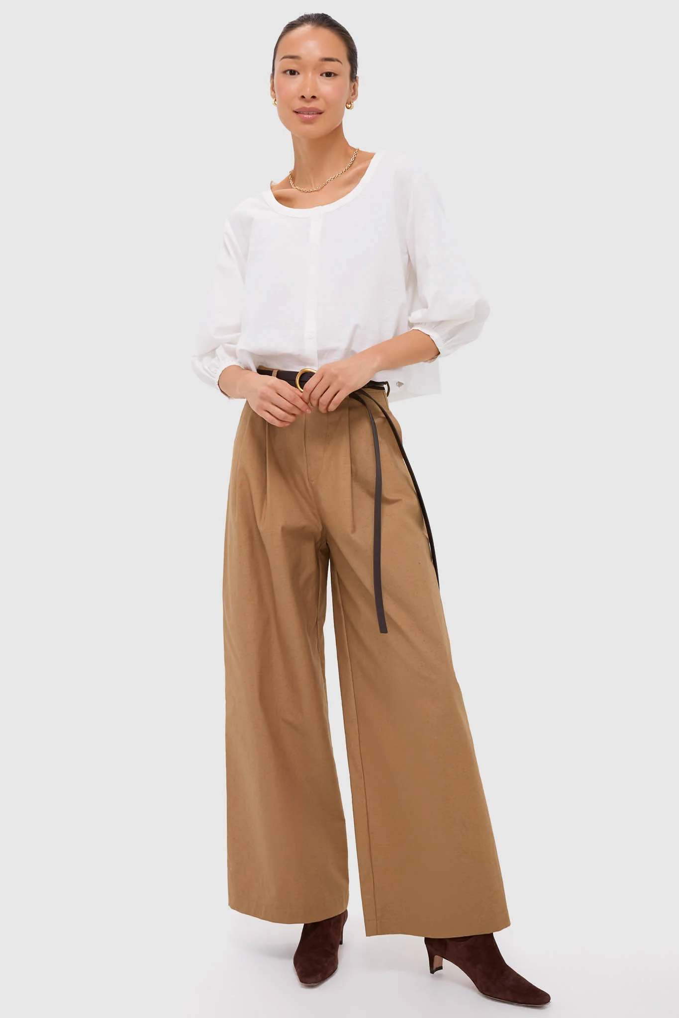 Umber Slubby Cotton Atelier Pleated Pant 2 - Image 6