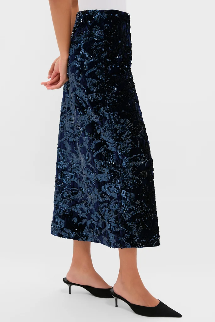 Velvet and Sequin Maloney Midi Skirt - Image 3
