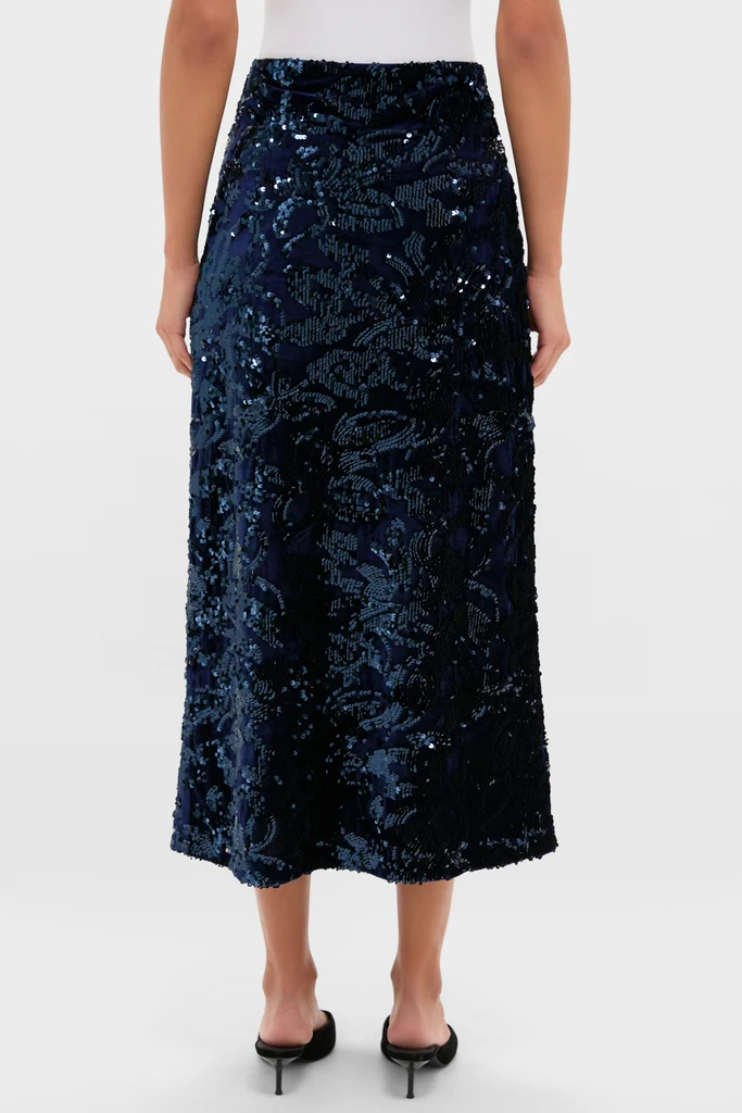 Velvet and Sequin Maloney Midi Skirt - Image 4