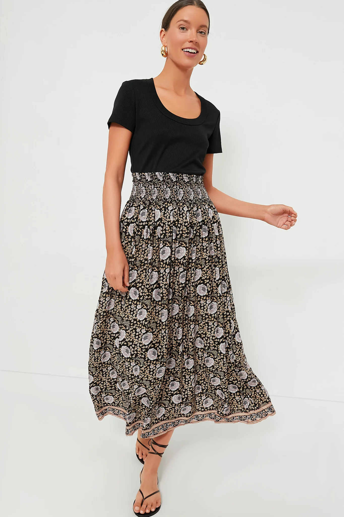 Vintage Flowers Sepia Bella Skirt - Image 6