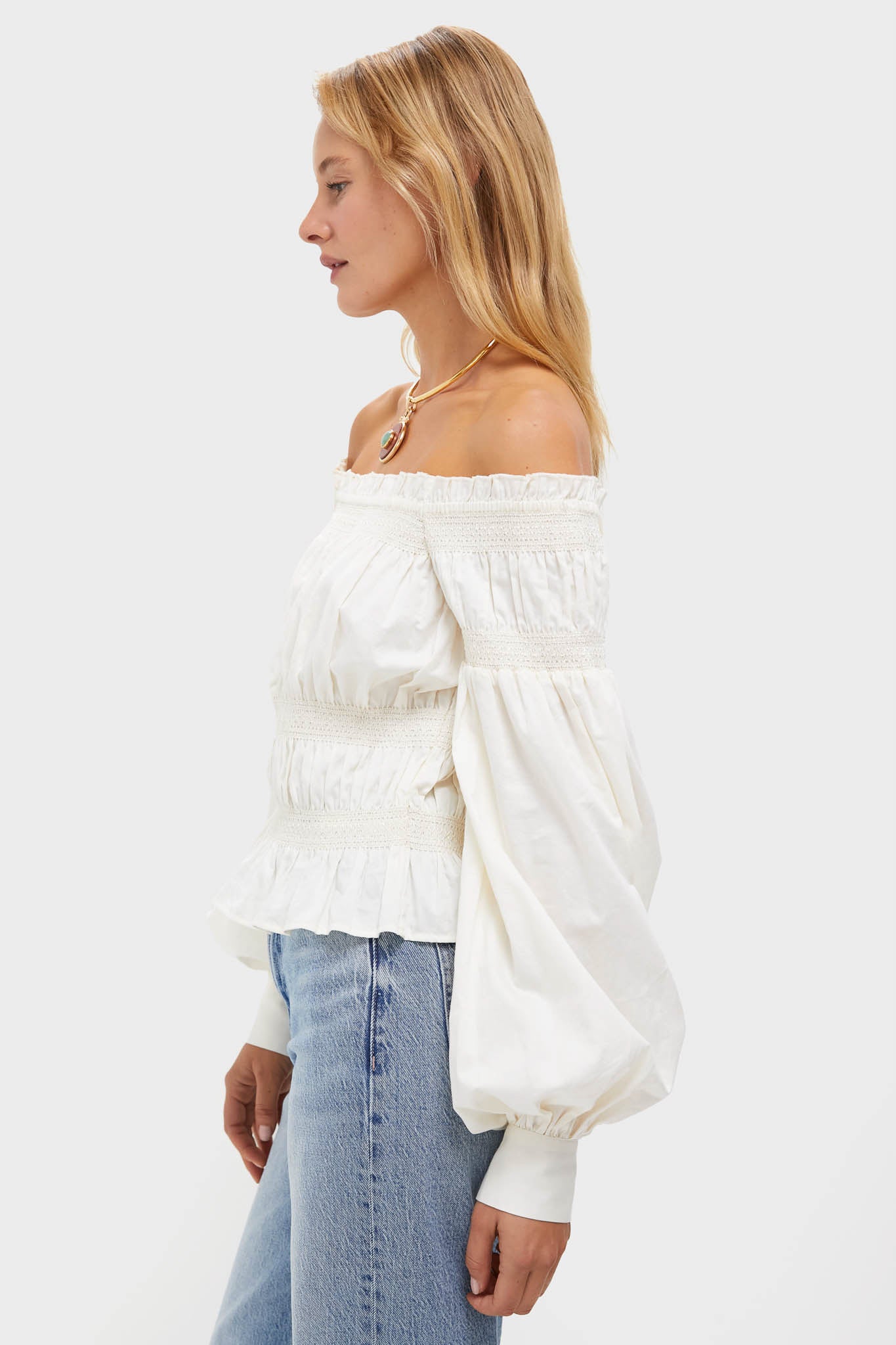 Vintage White Smocked Adeline Blouse - Image 3