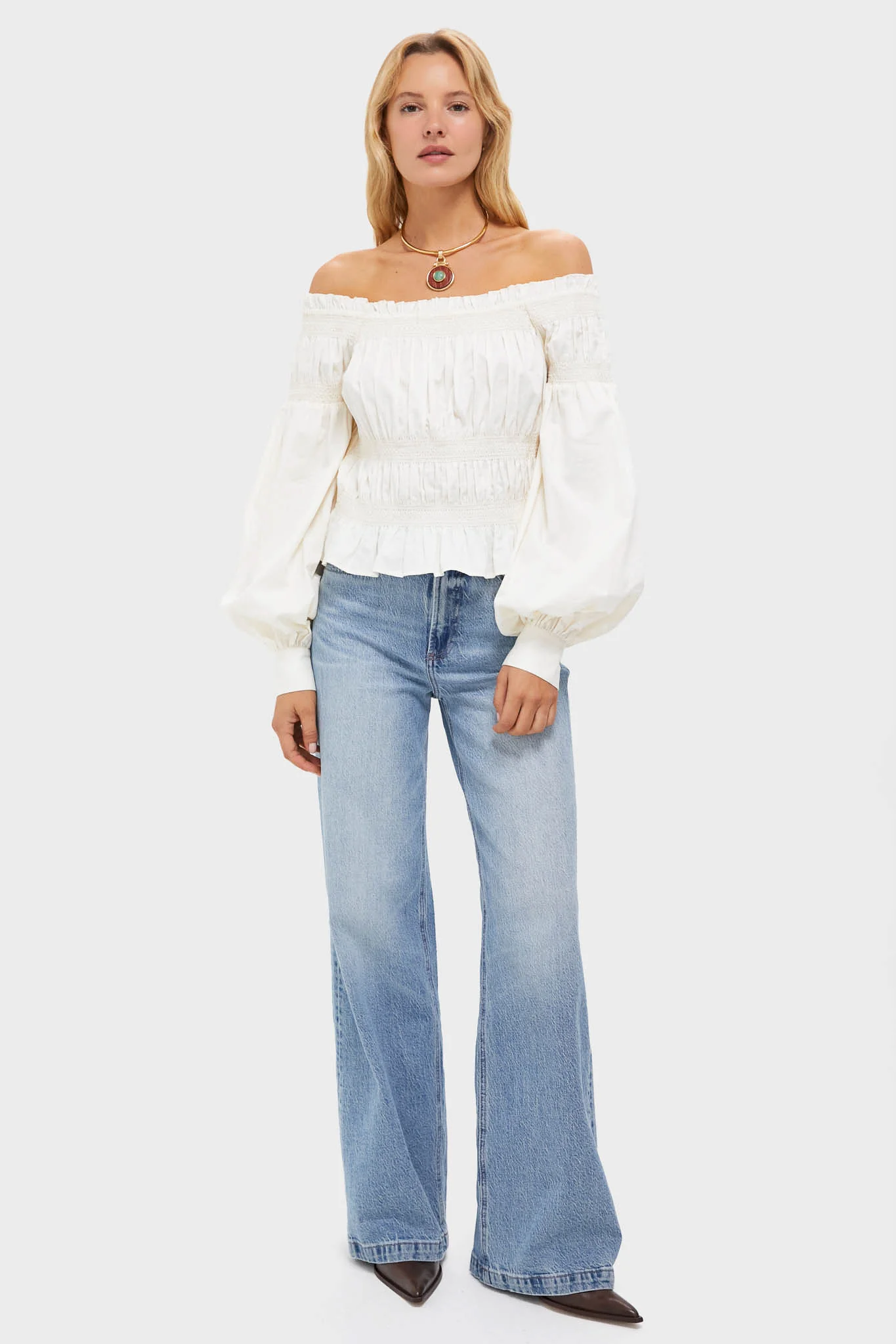 Vintage White Smocked Adeline Blouse - Image 6