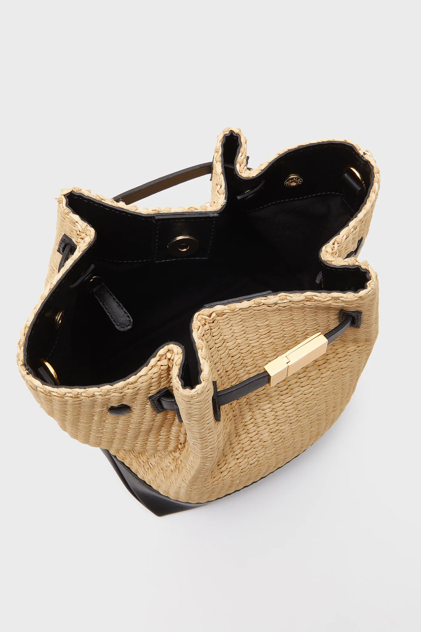 Warm Raffia and Black New York Bucket Bag - Image 5