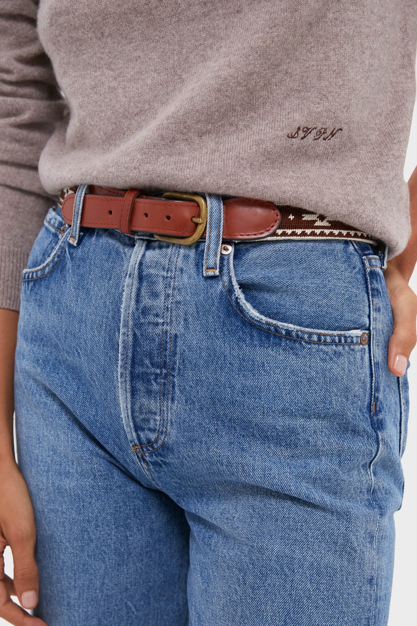 Wheat Cashmere Crewneck Sweater - Image 6