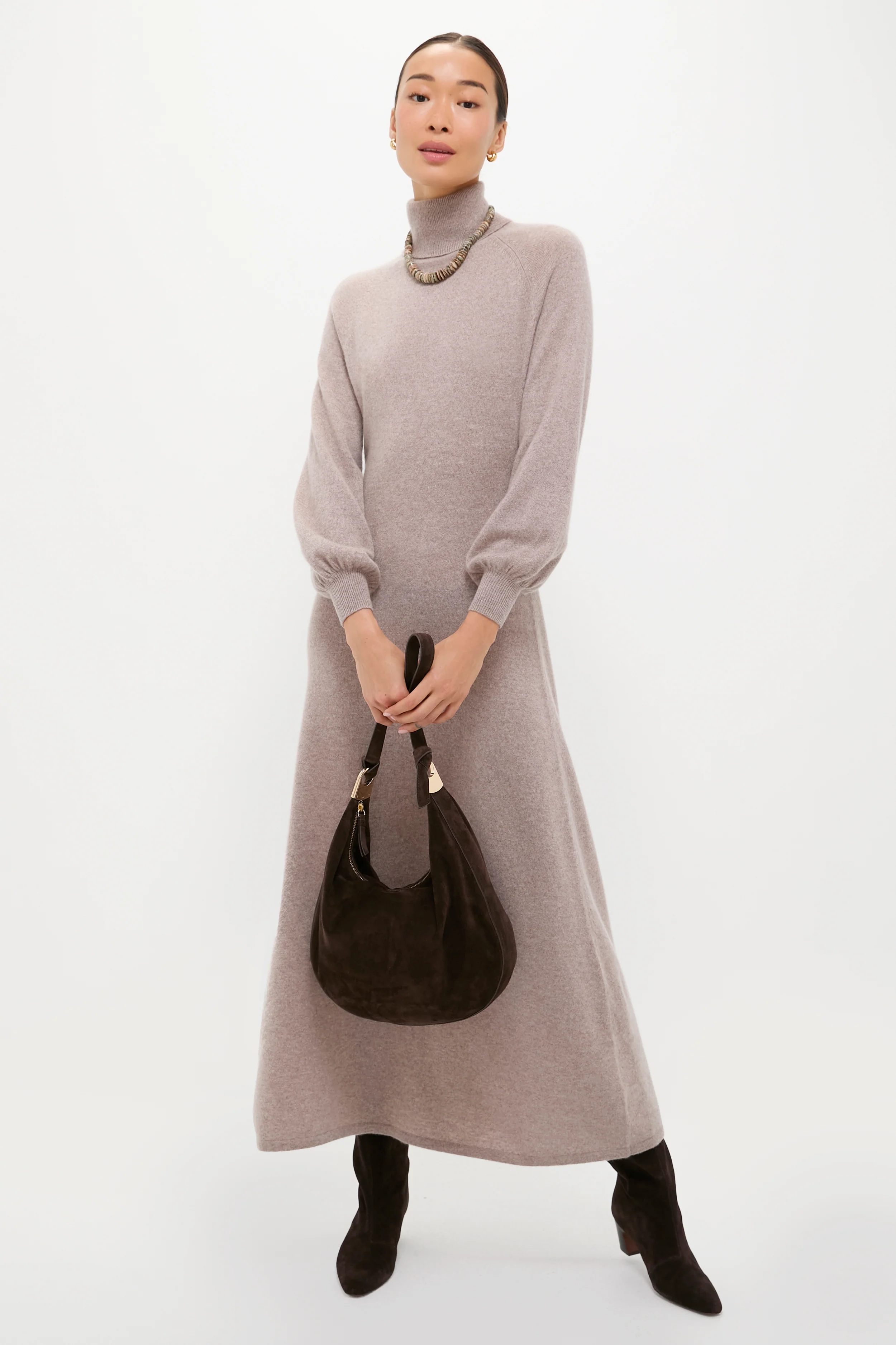 Wheat Cashmere Turtleneck Maxi Dress - Image 2