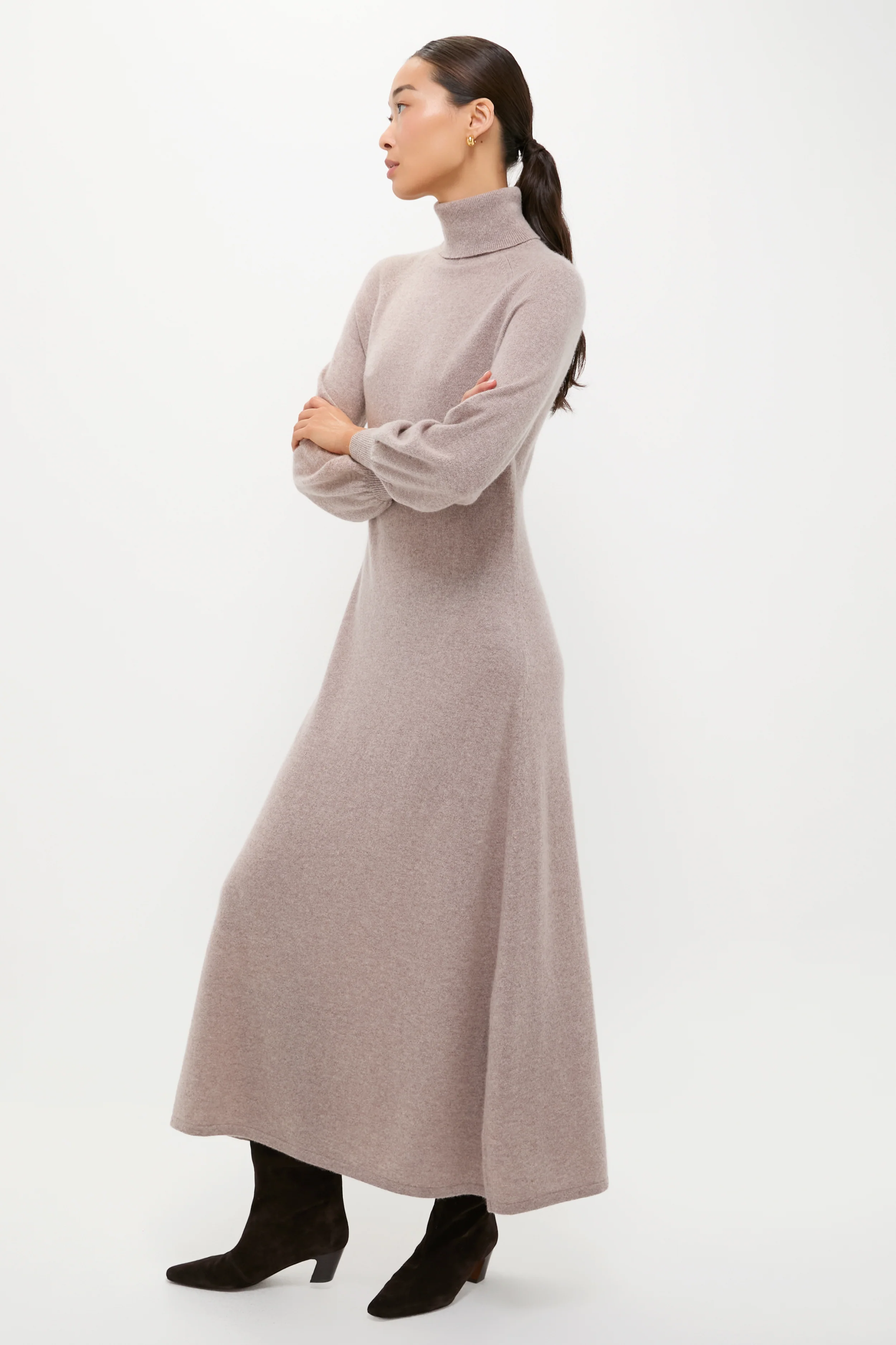 Wheat Cashmere Turtleneck Maxi Dress - Image 3