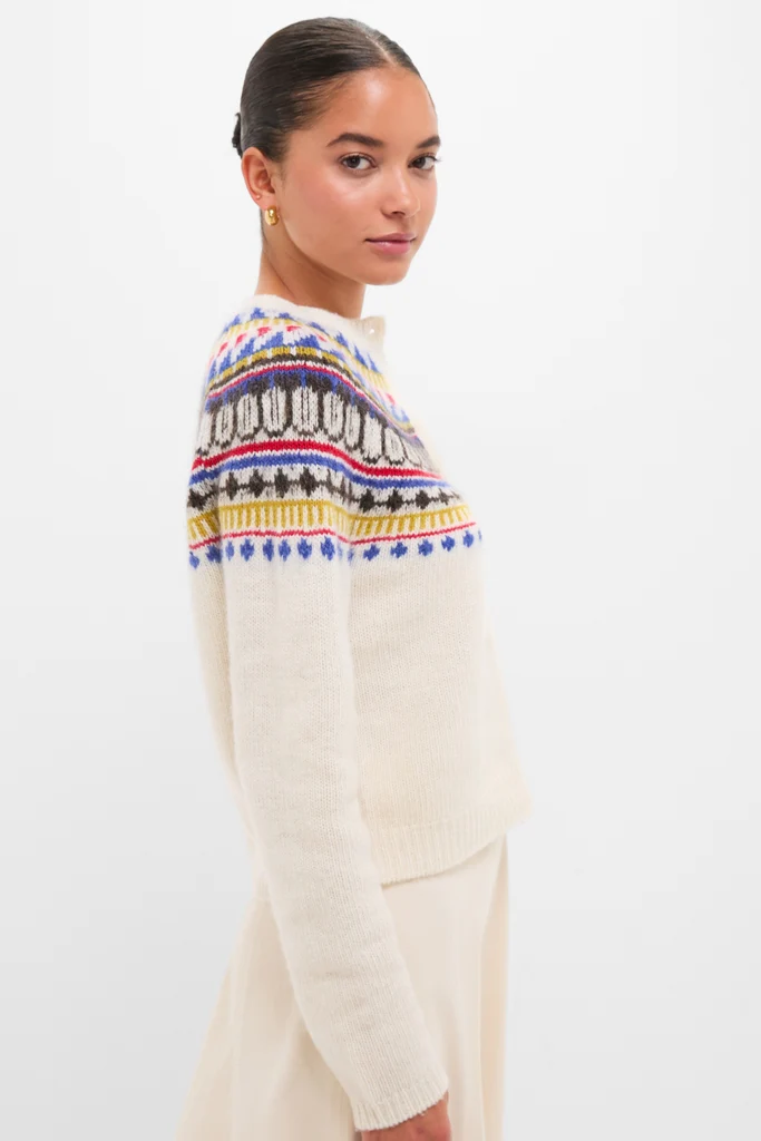 White Amina Fairisle Sweater - Image 3