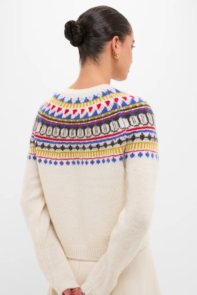 White Amina Fairisle Sweater - Image 4