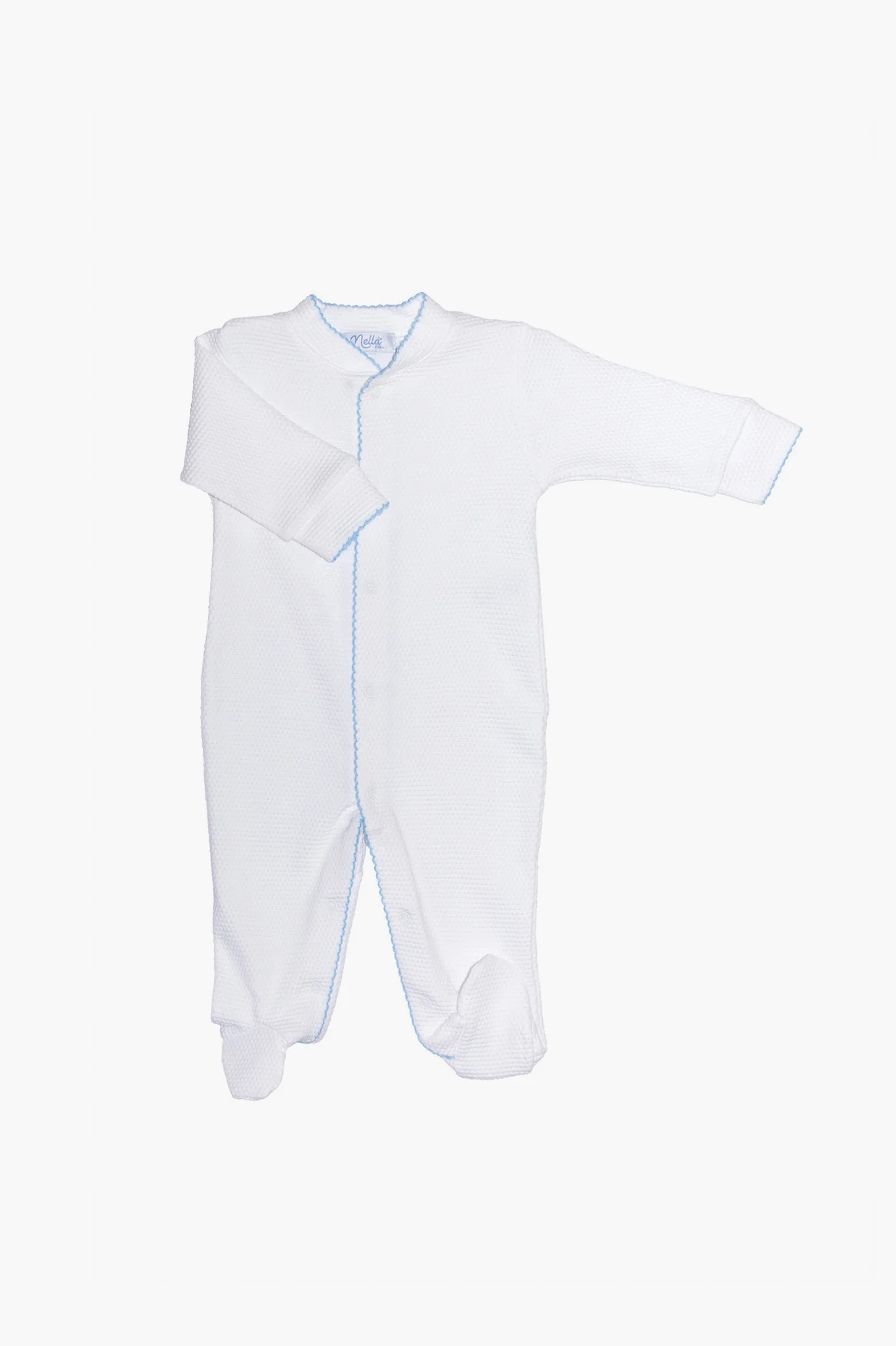 White and Blue Bubble Baby Footie