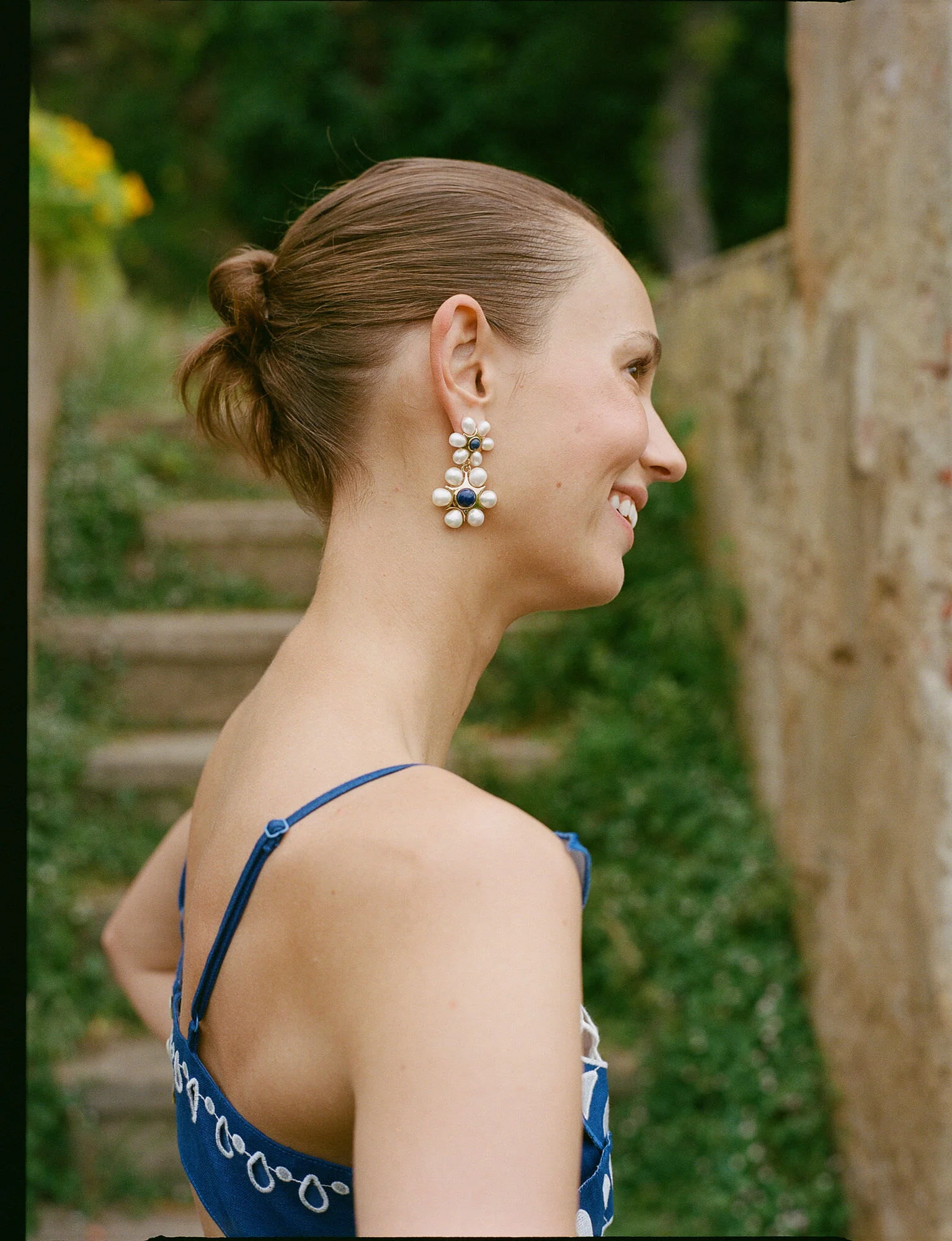White and Blue Safi Earrings - Image 2