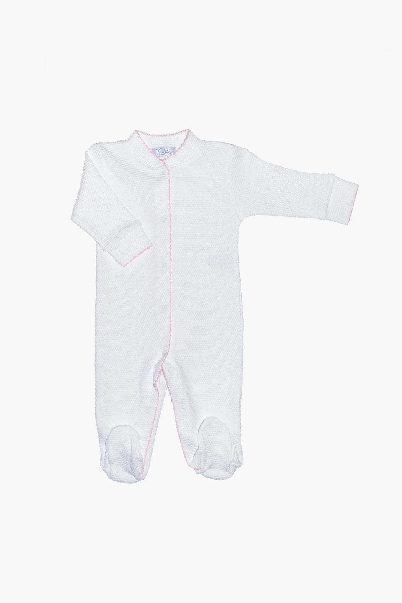 White and Pink Bubble Baby Footie - Image 2