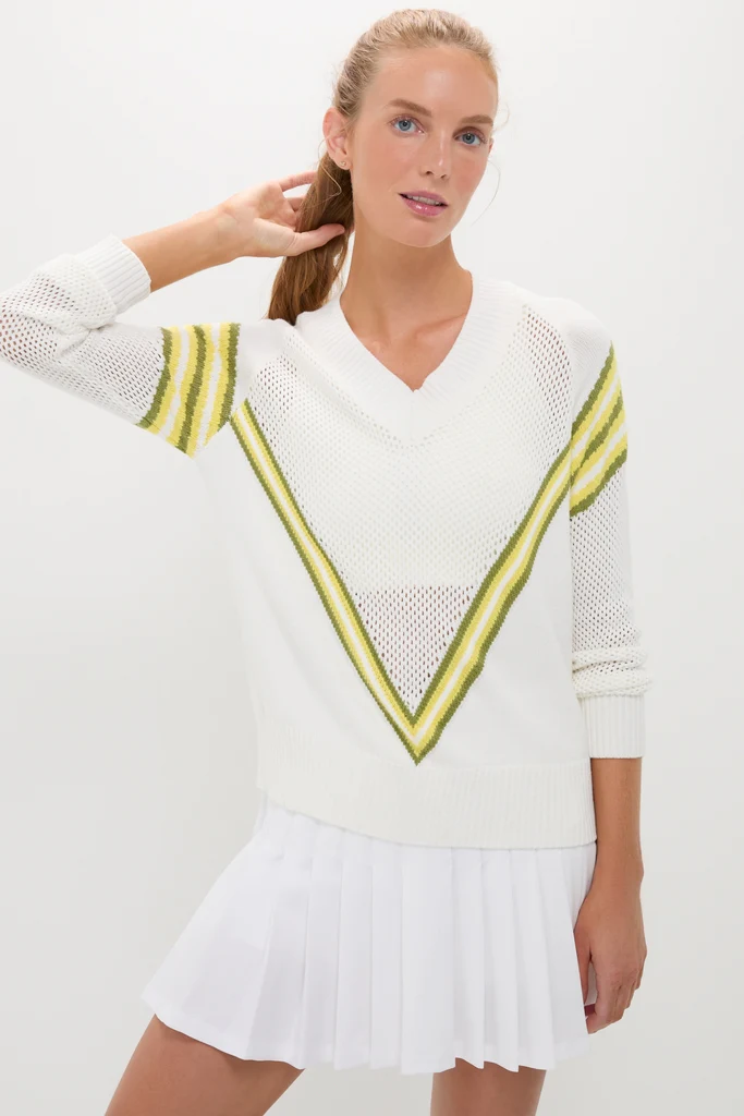 White Emaline V-Neck Pullover