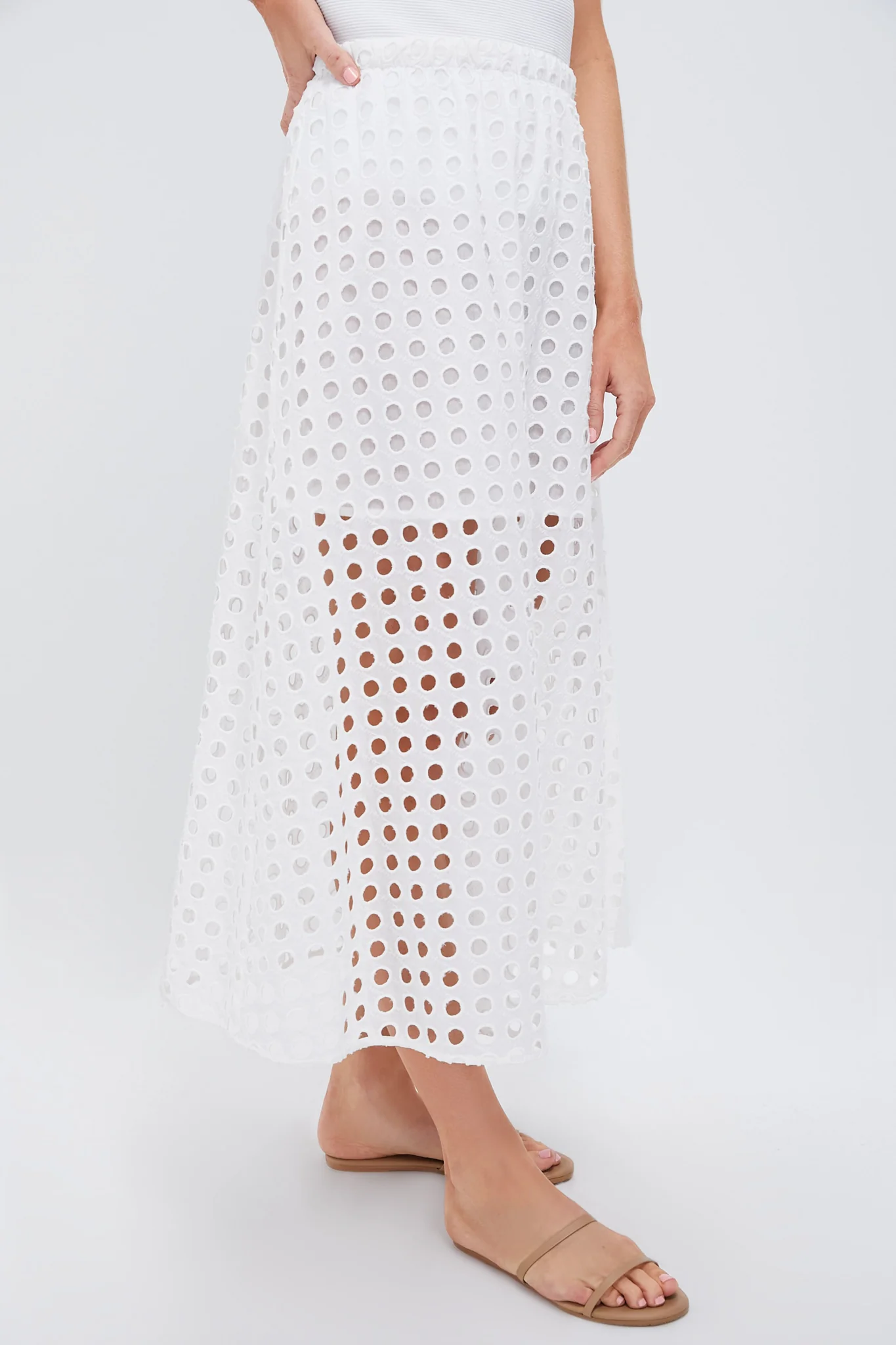 White Cotton Eyelet Eve Skirt - Image 3