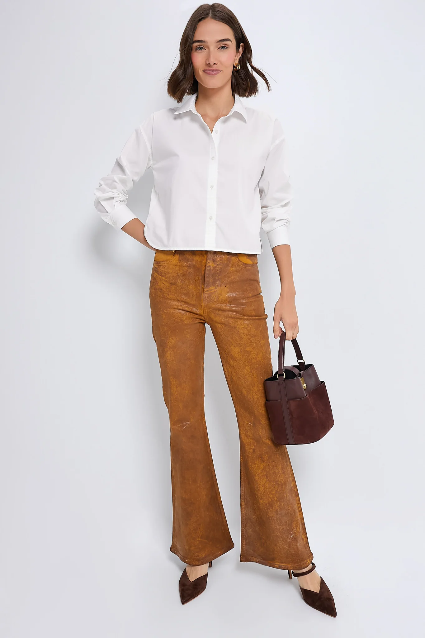 White Cropped Jasper Button Down - Image 2