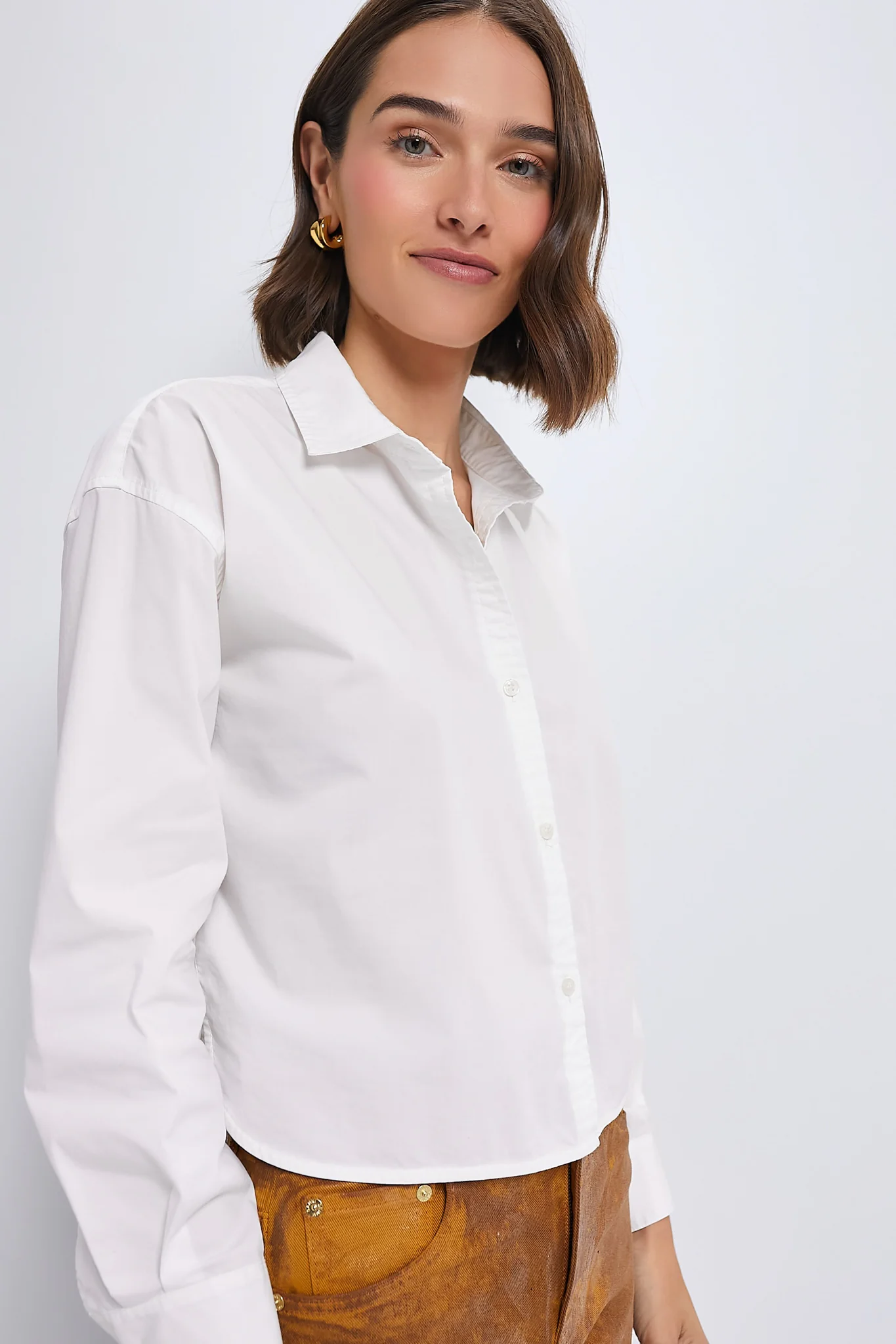 White Cropped Jasper Button Down - Image 4
