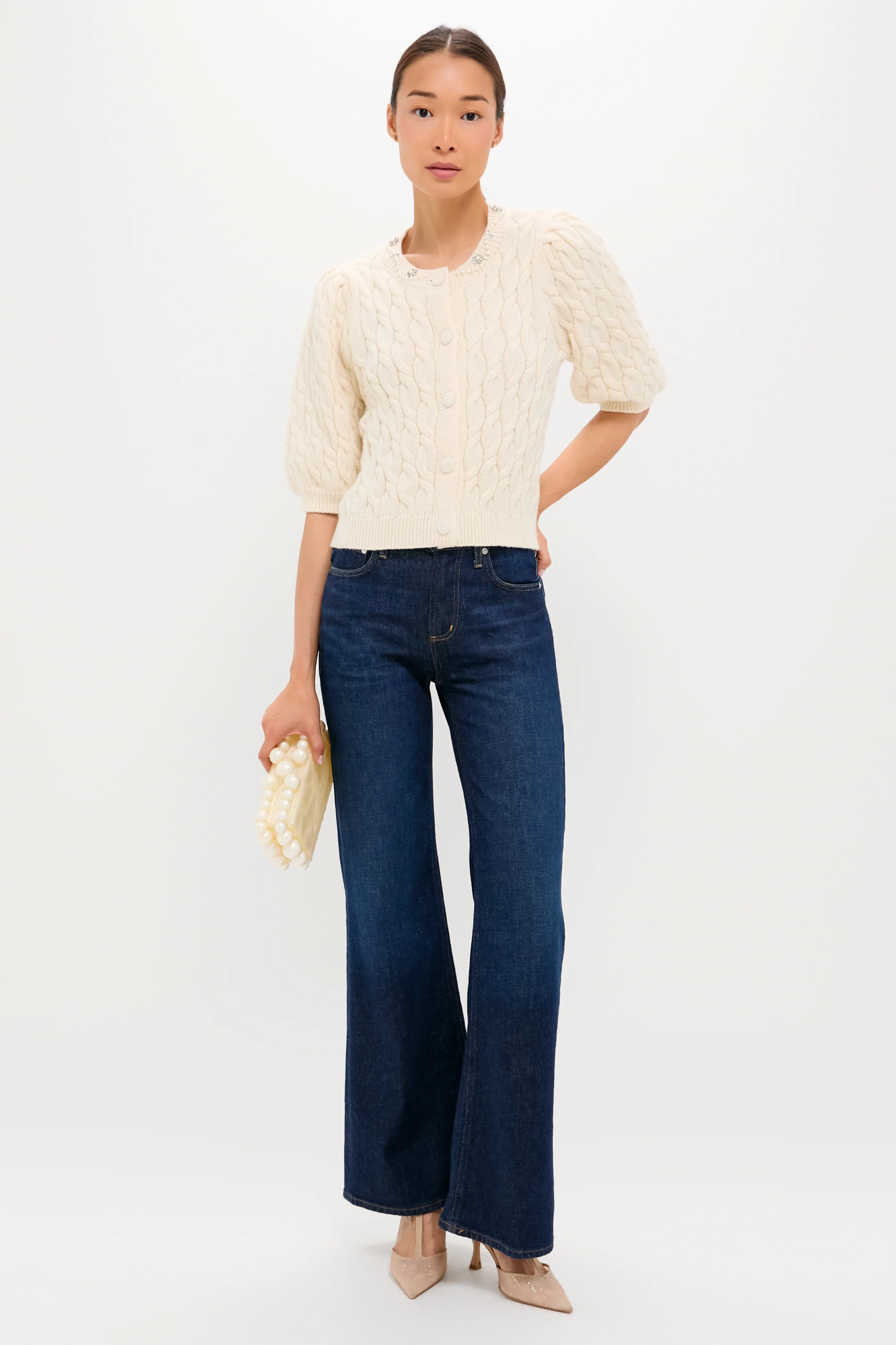 White Embellished Hadley Cardigan - Image 3