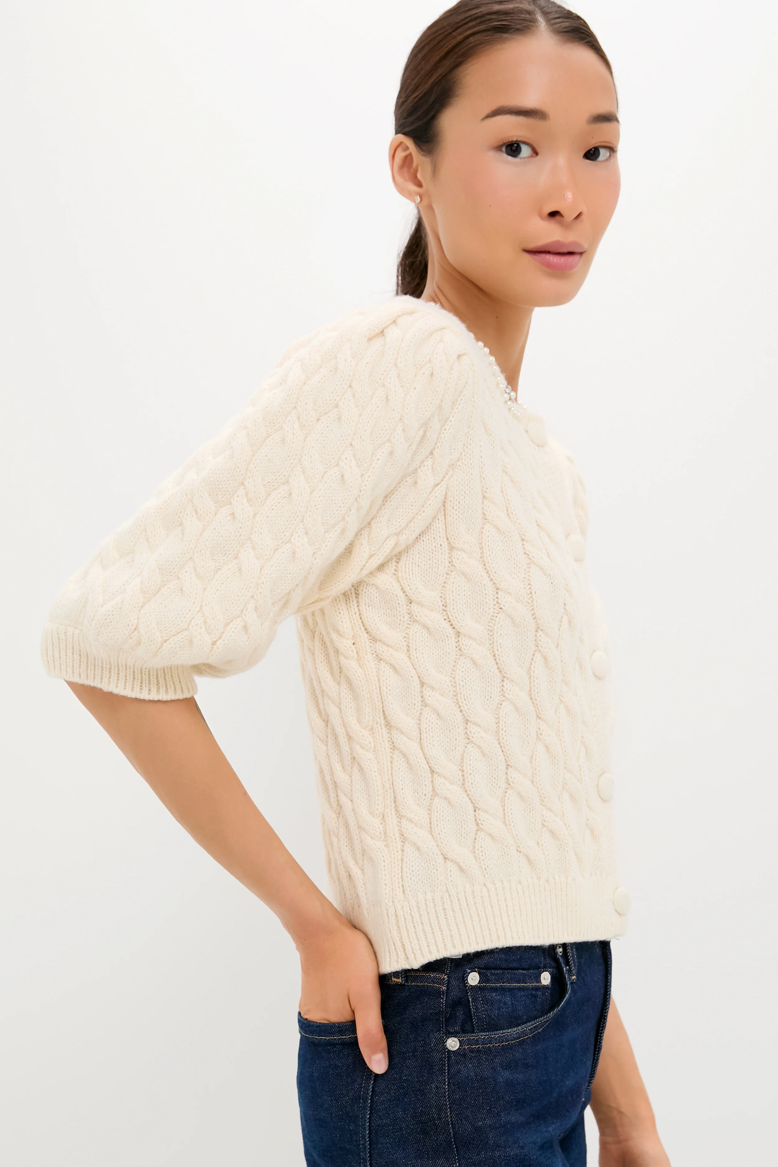 White Embellished Hadley Cardigan - Image 4