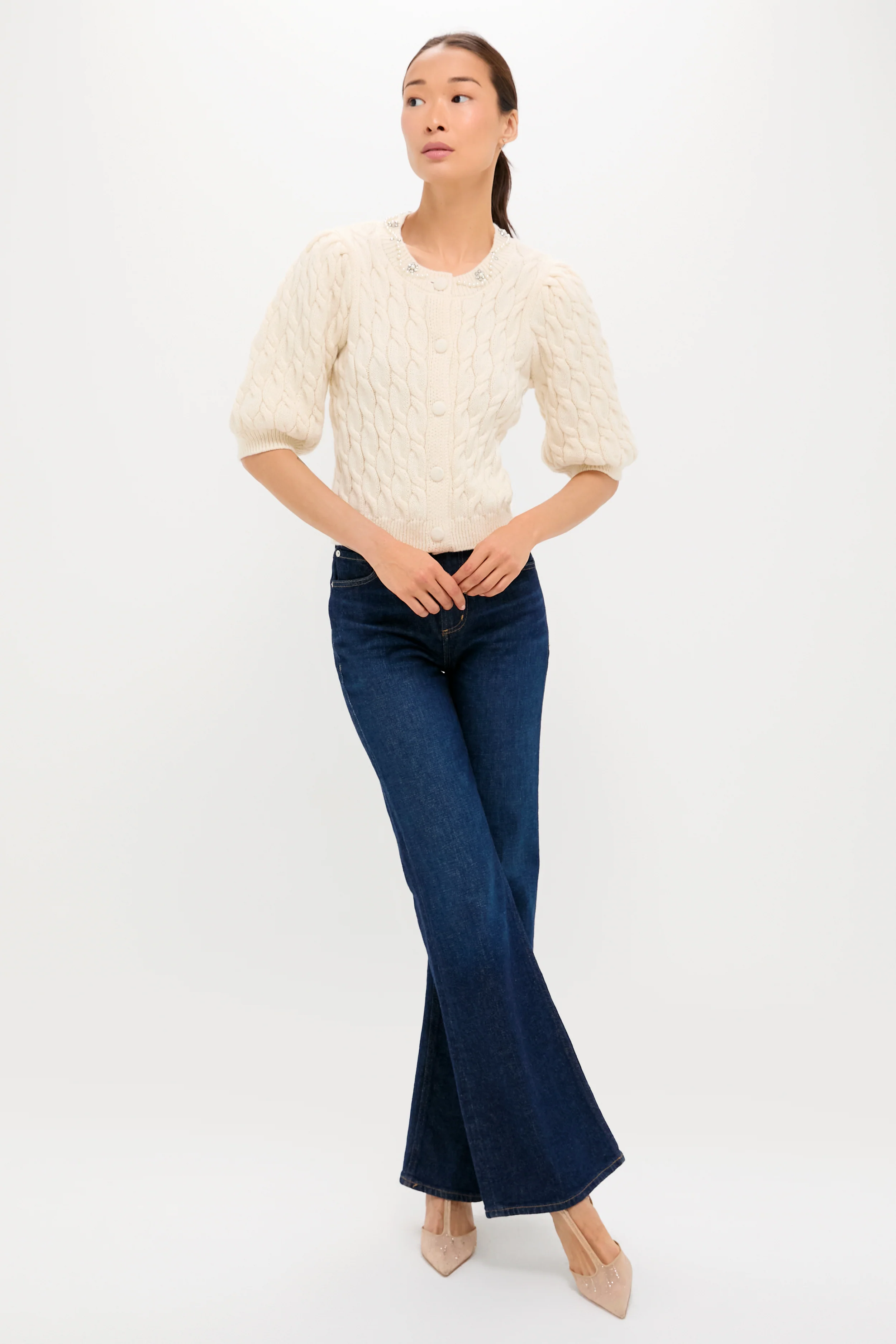 White Embellished Hadley Cardigan - Image 6
