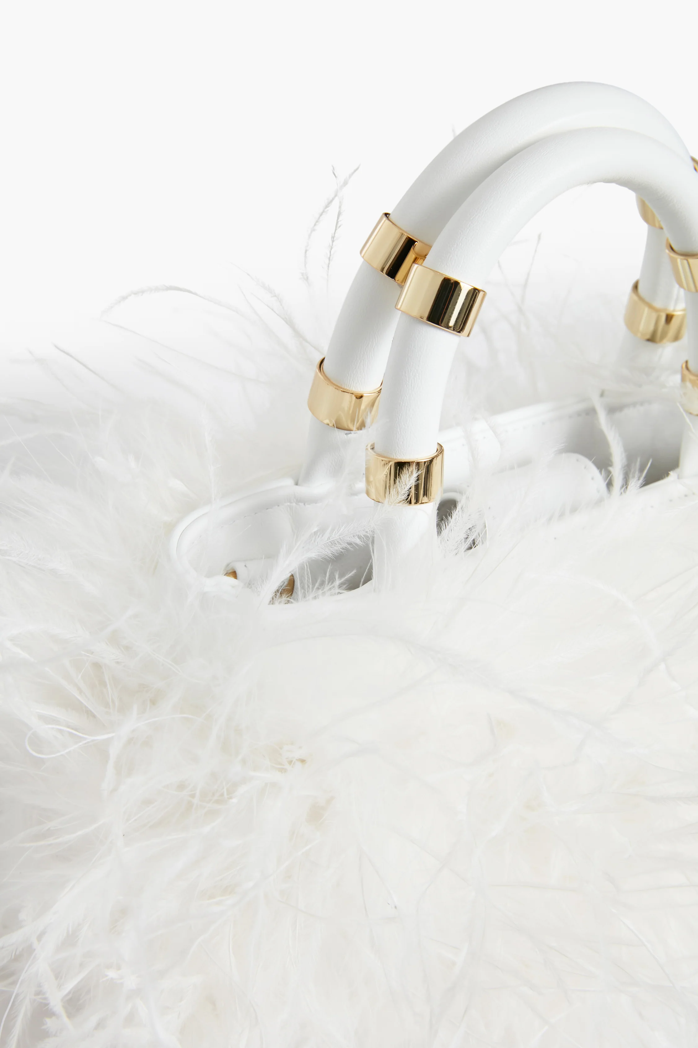 White Emily Feather Bag - Image 4